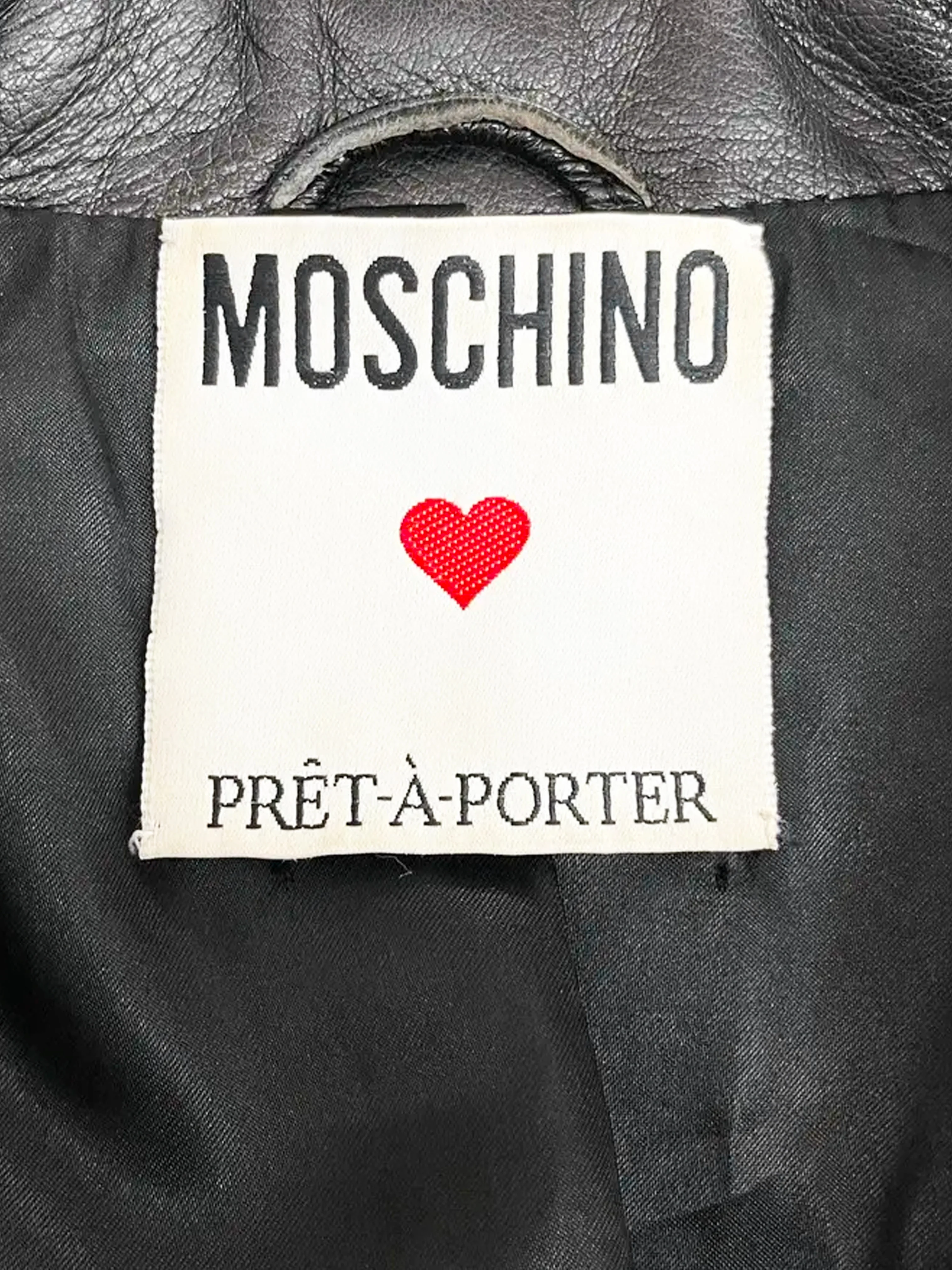Moschino 1990s Black Leather Biker Jacket - Image 4