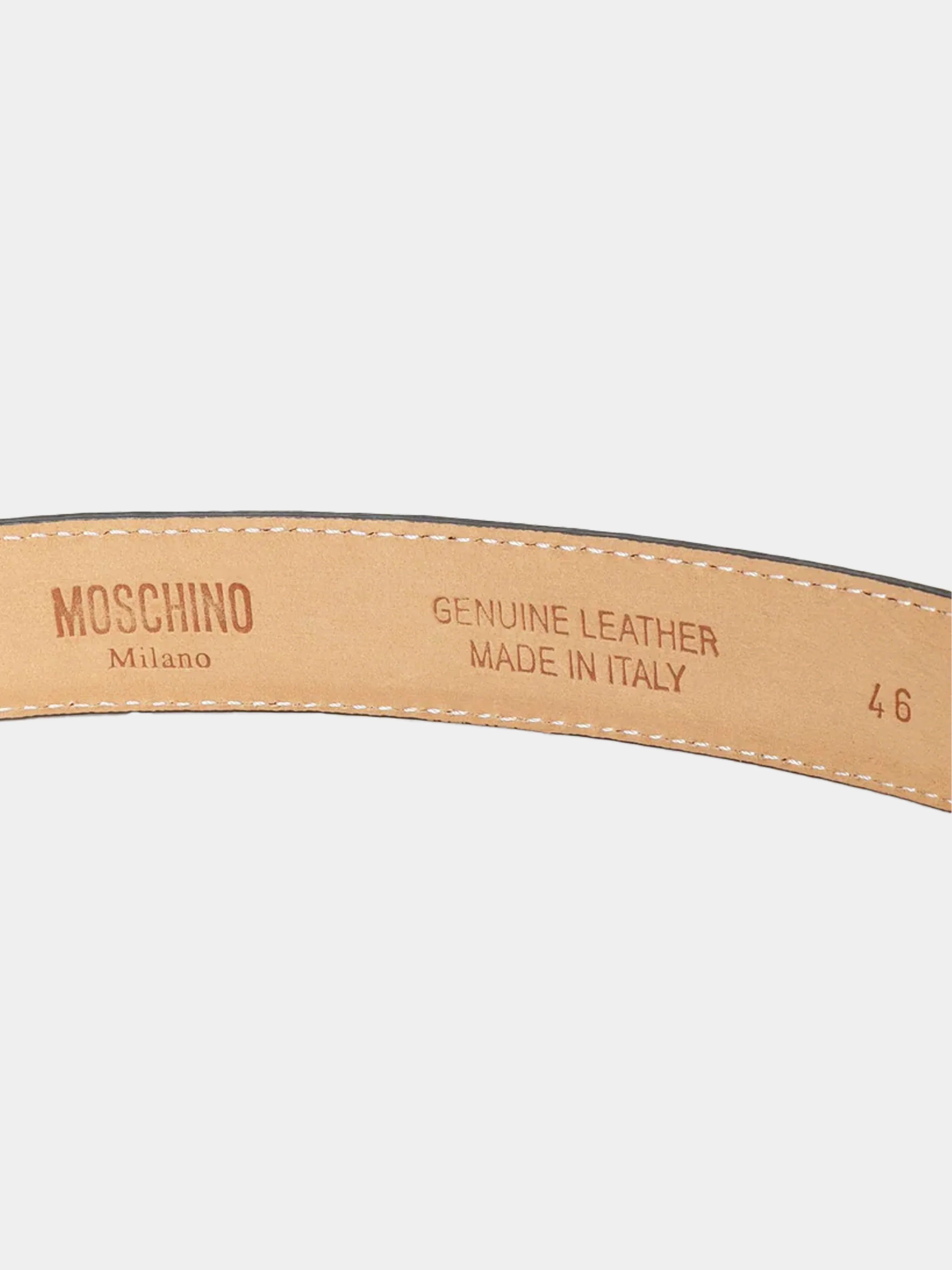 Moschino 2020s Light Blue Calfskin Leather Crystal Embellished Logo Belt - Image 4