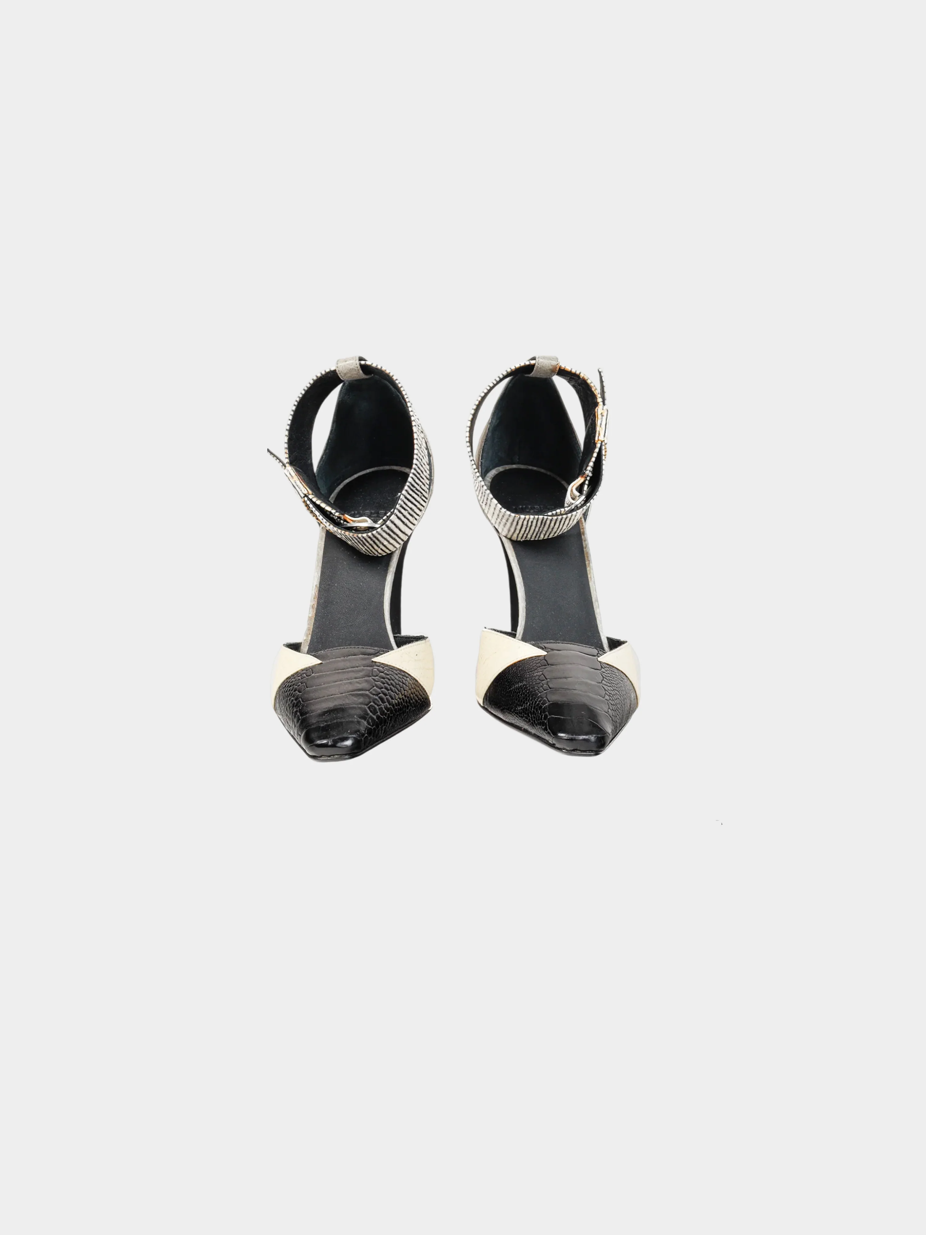 Mugler 2000s Mixed Reptile-Embossed Leather Heels - Image 2