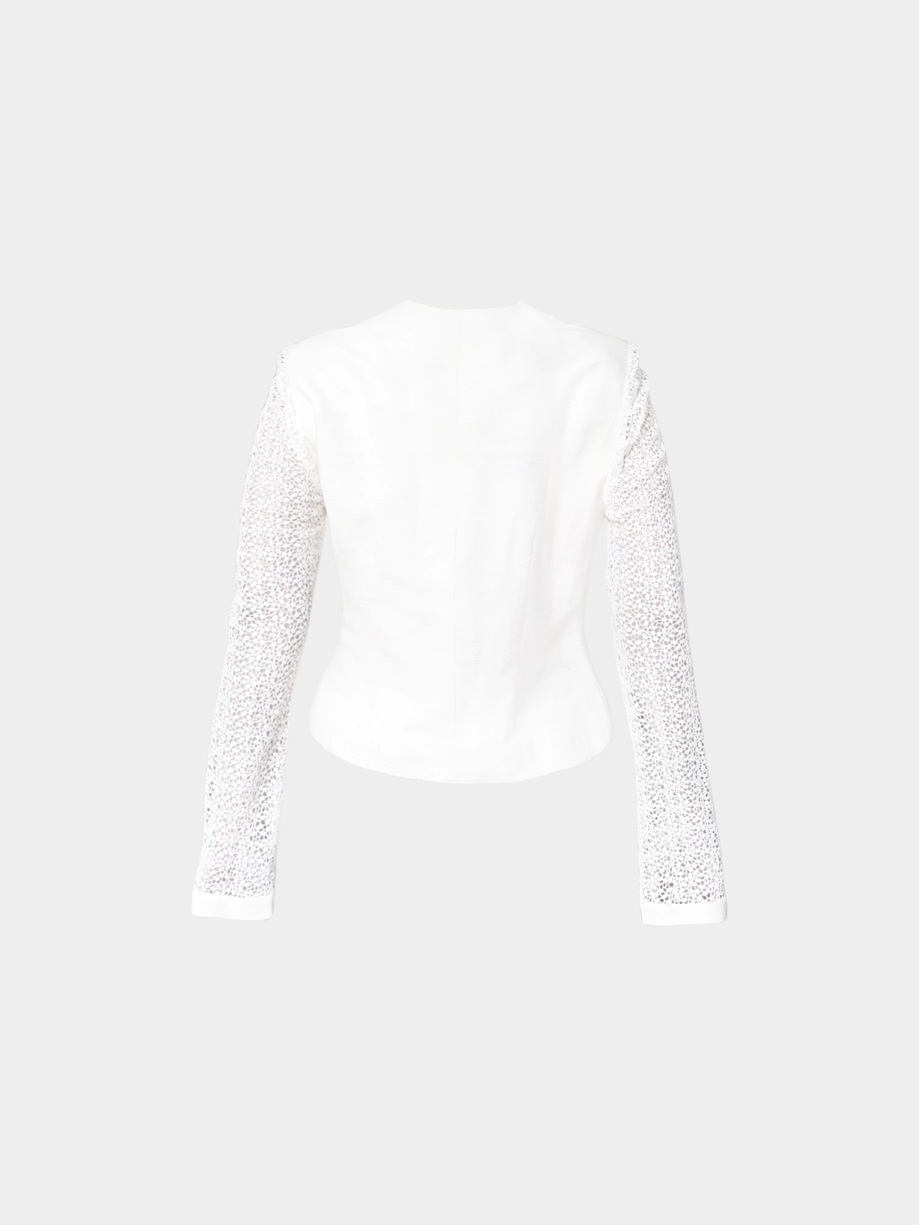 Nina Ricci 2010s White Silk and Lace Button-down Jacket - Image 2