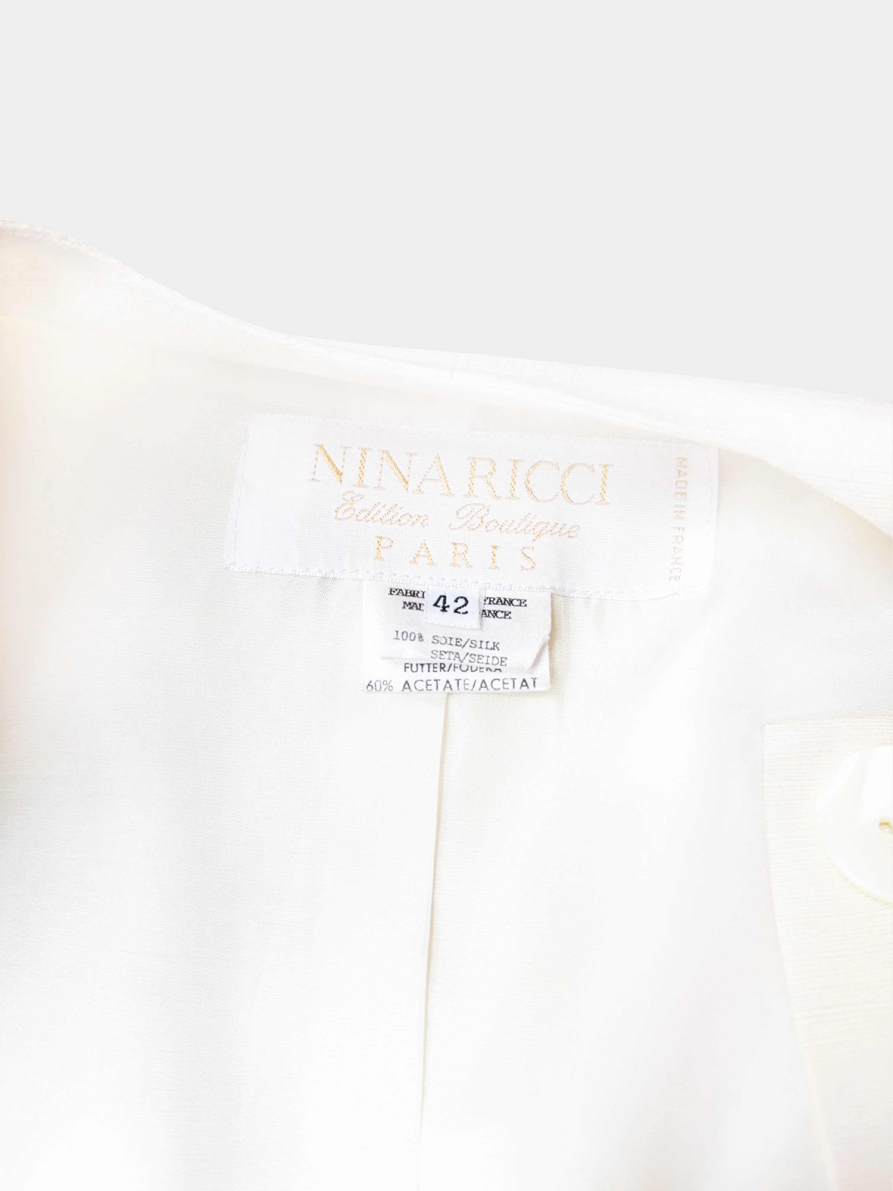 Nina Ricci 2010s White Silk and Lace Button-down Jacket - Image 3