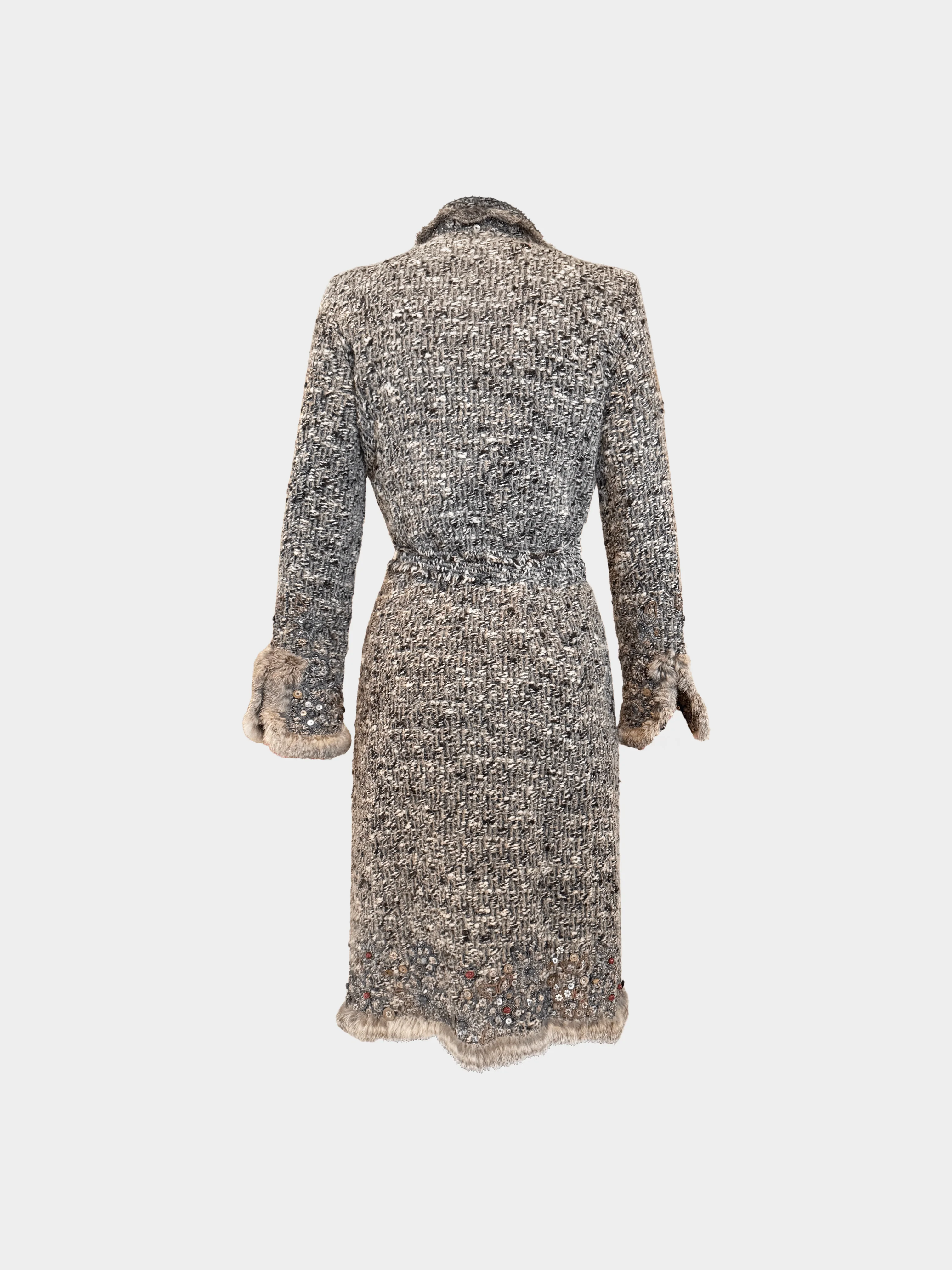 Oscar de la Renta FW 2004 Runway Beaded Embroidered Fur-Trimmed Coat - Image 2