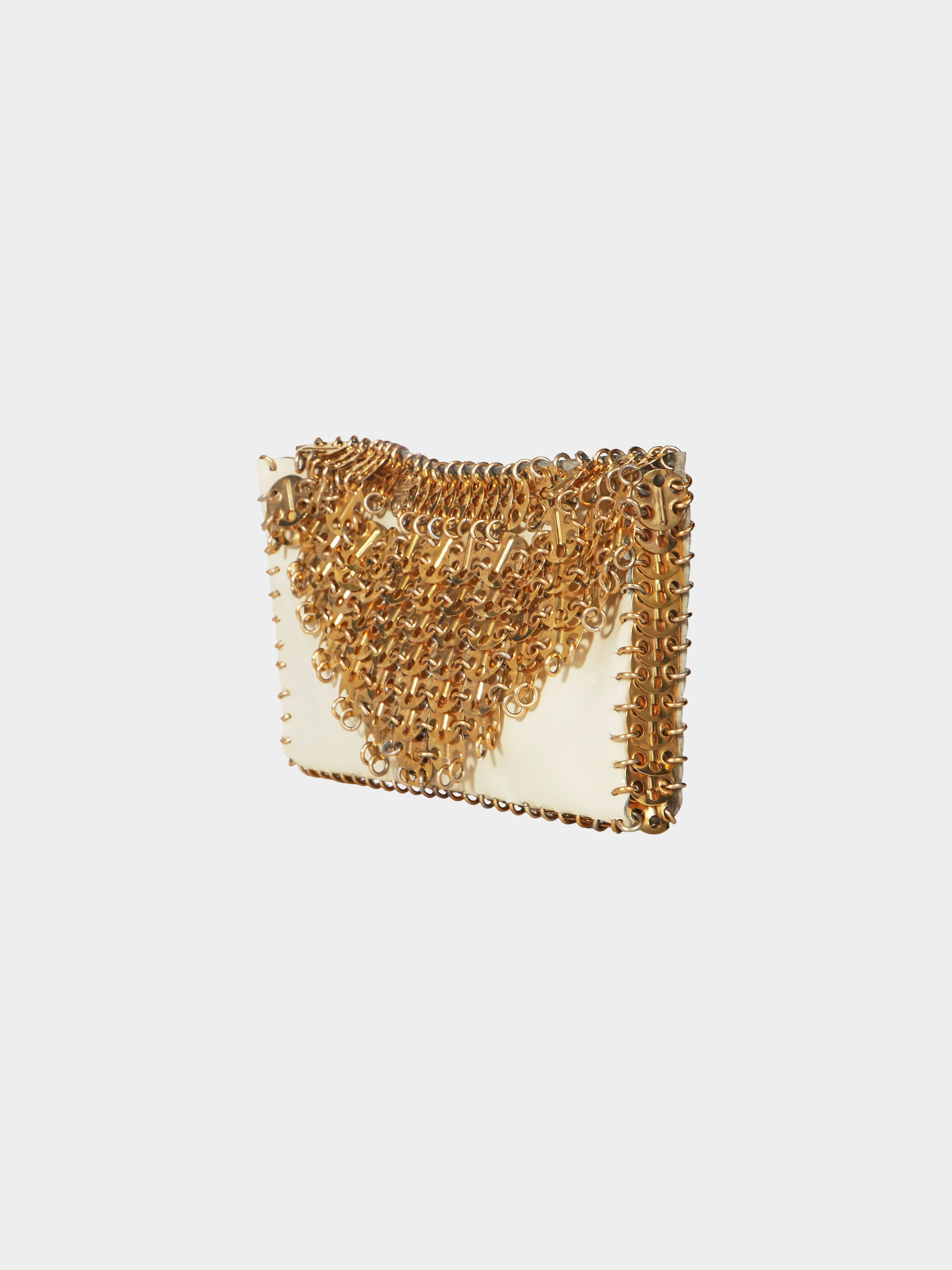 Paco Rabanne 1960s-Early 1970s Leather and Metal Link Clutch Bag - Image 3