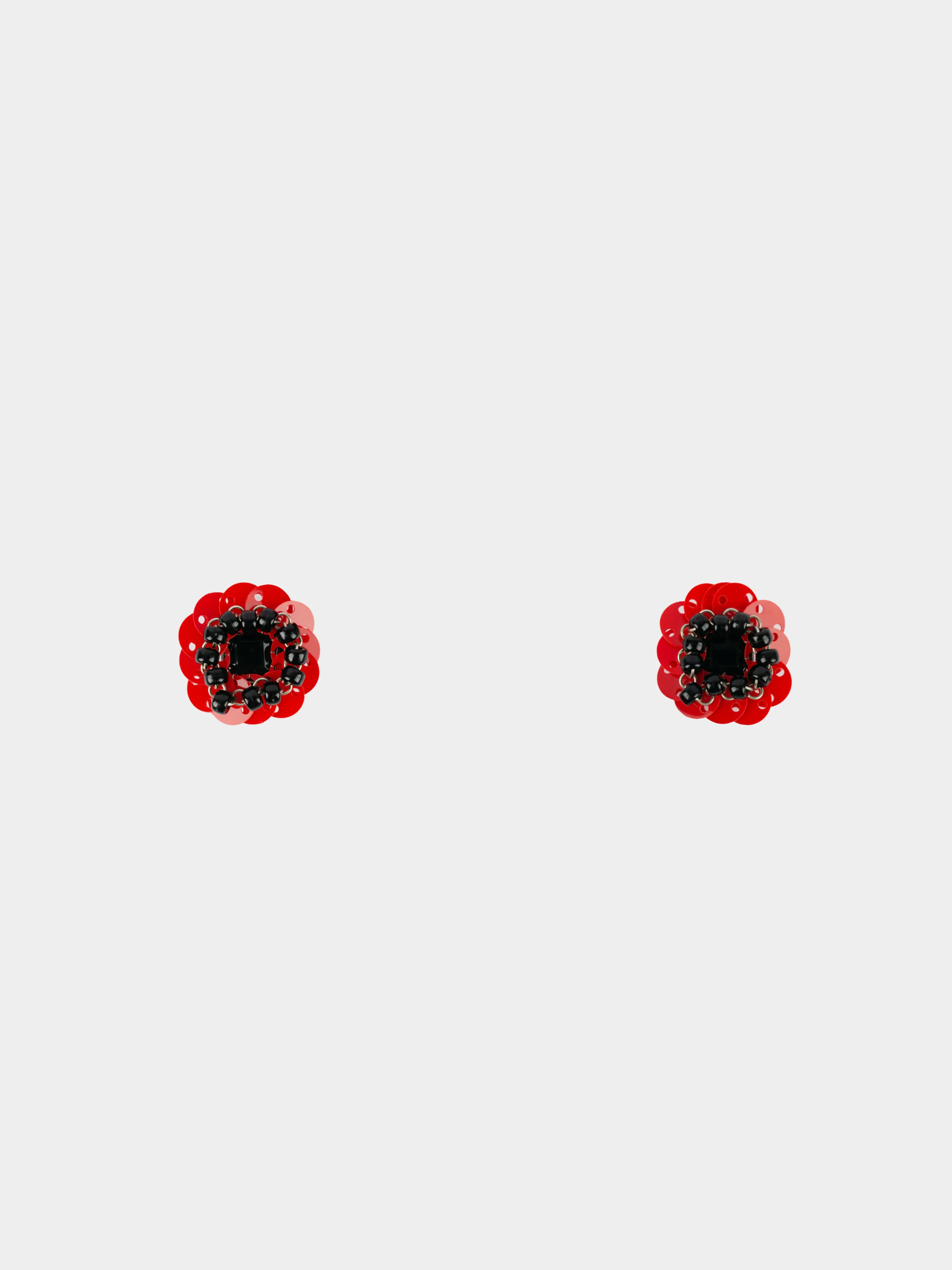 Paco Rabanne 1980s Haute Couture Red and Black Pastille Earrings
