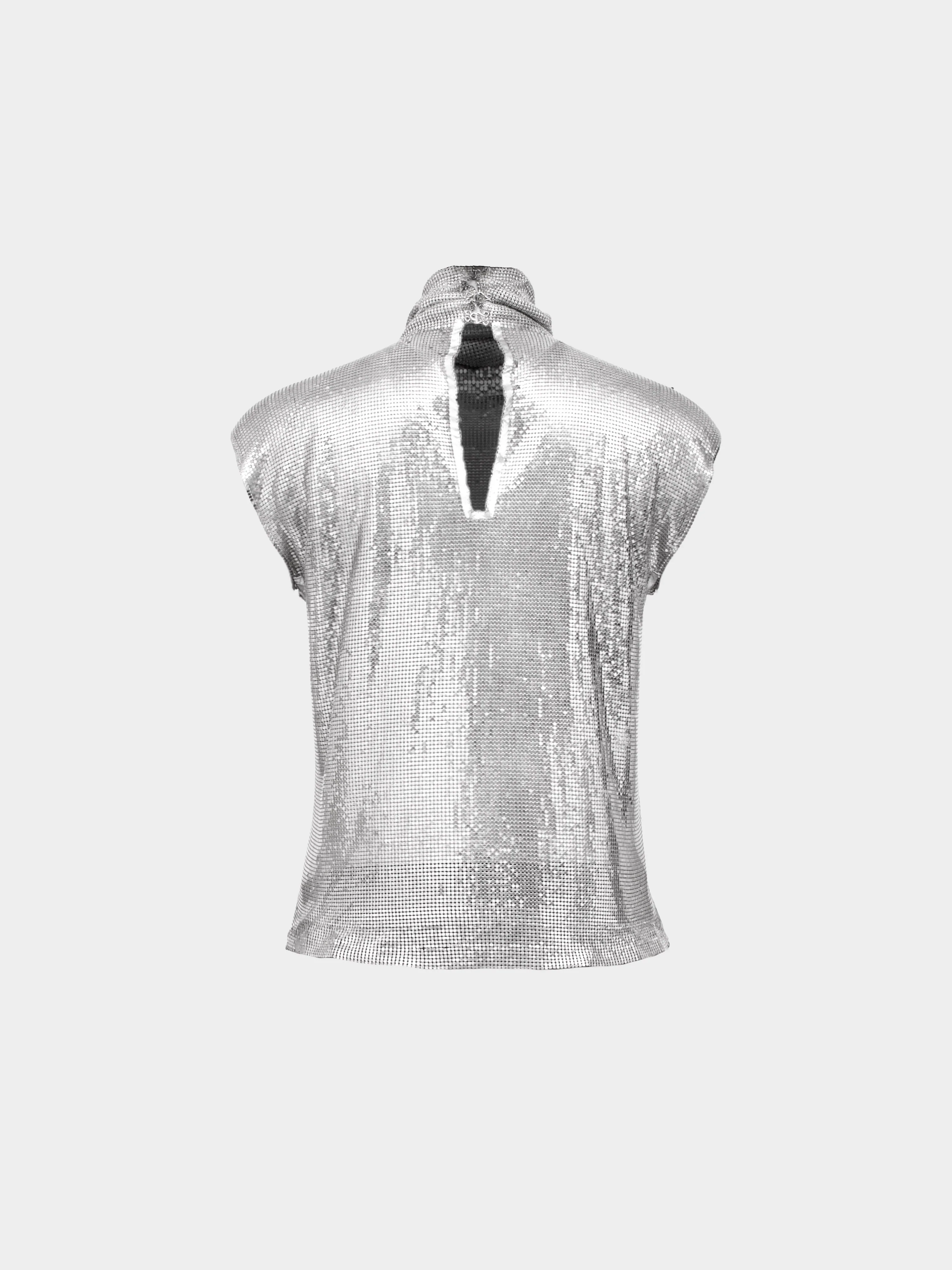 Paco Rabanne 1997-1998 Silver Aluminum Jersey Top - Image 2