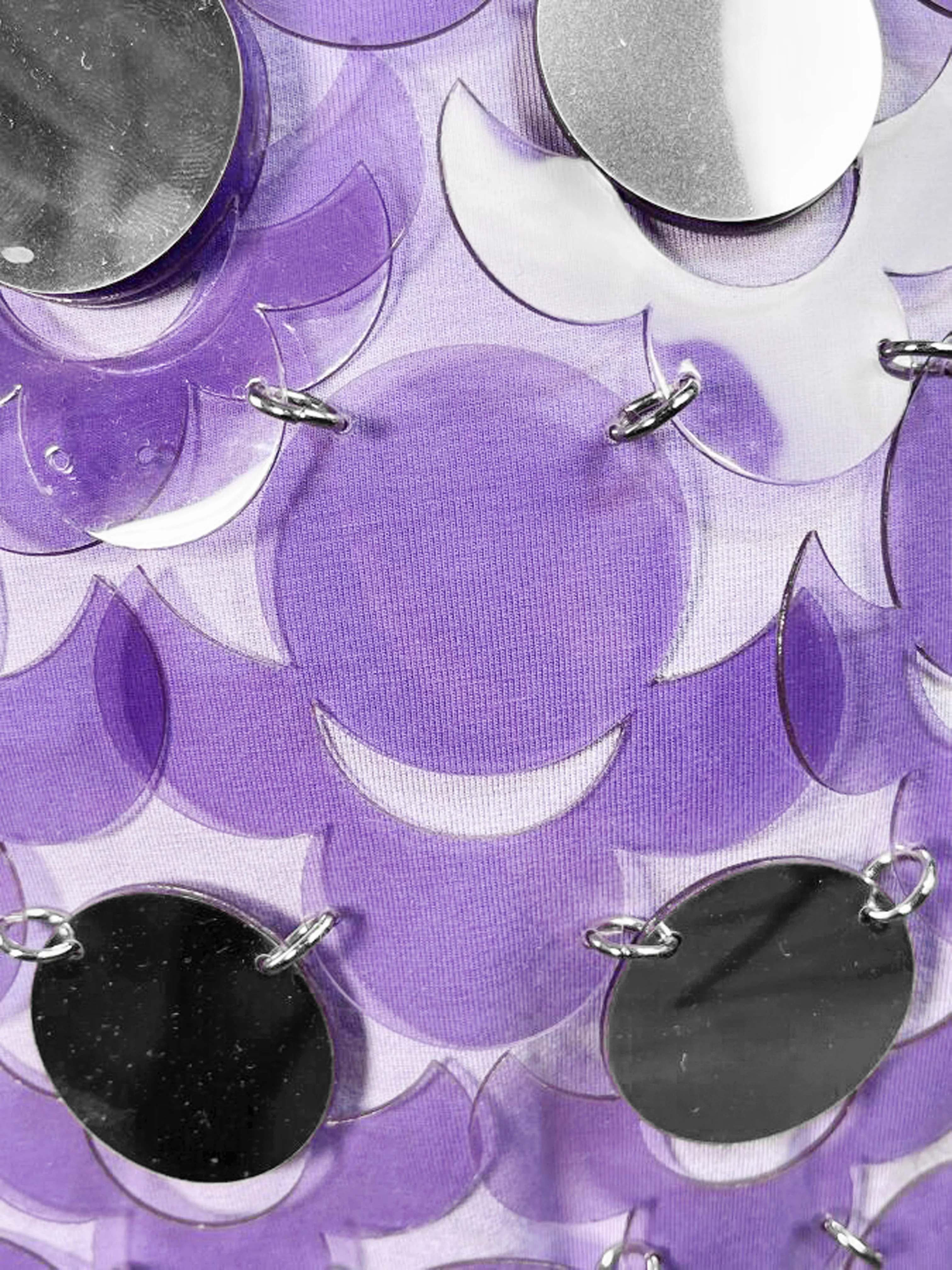 Paco Rabanne SS 2022 Purple PVC and Silver Metal Disc Skirt - Image 4
