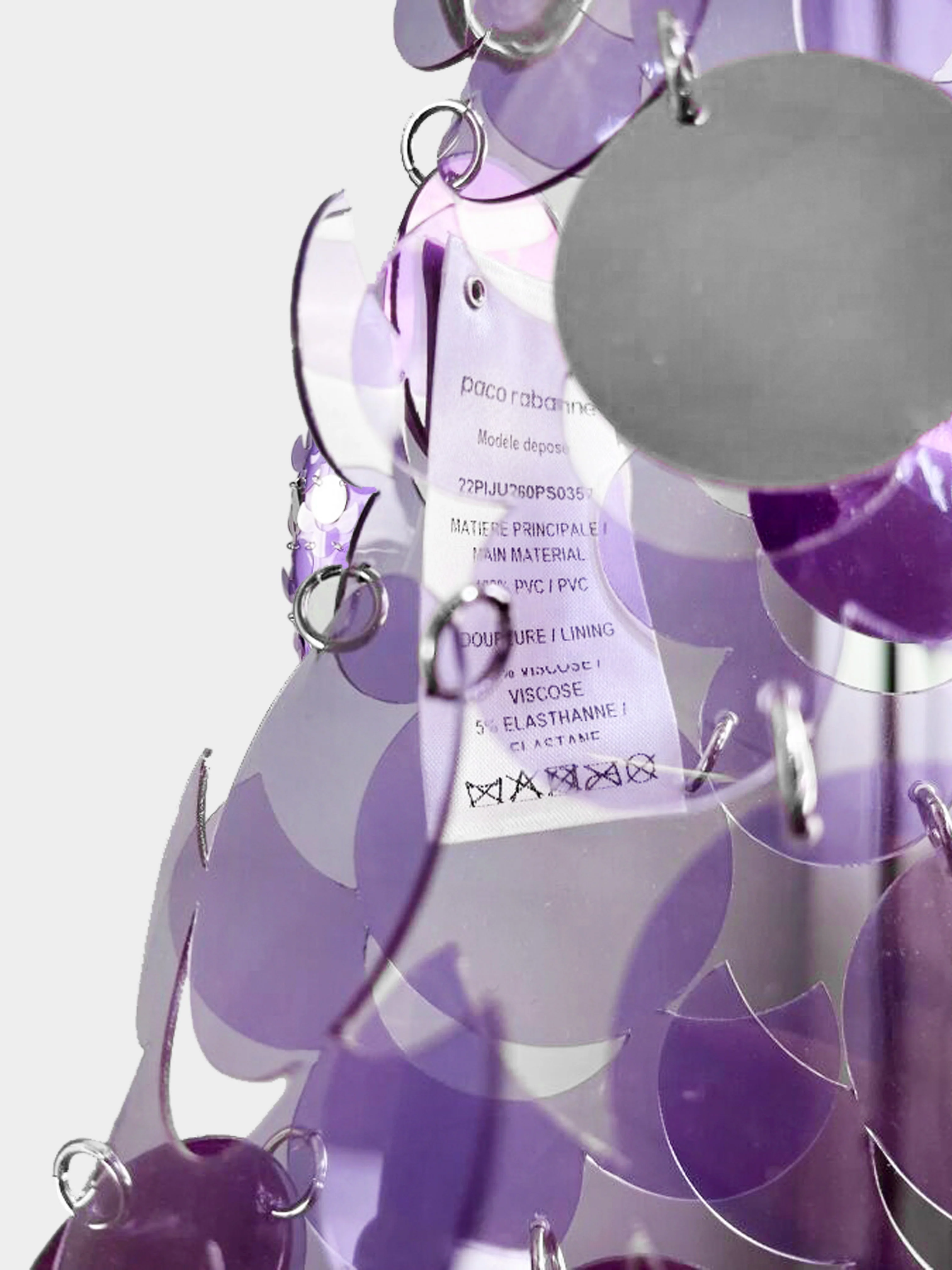 Paco Rabanne SS 2022 Purple PVC and Silver Metal Disc Skirt - Image 6