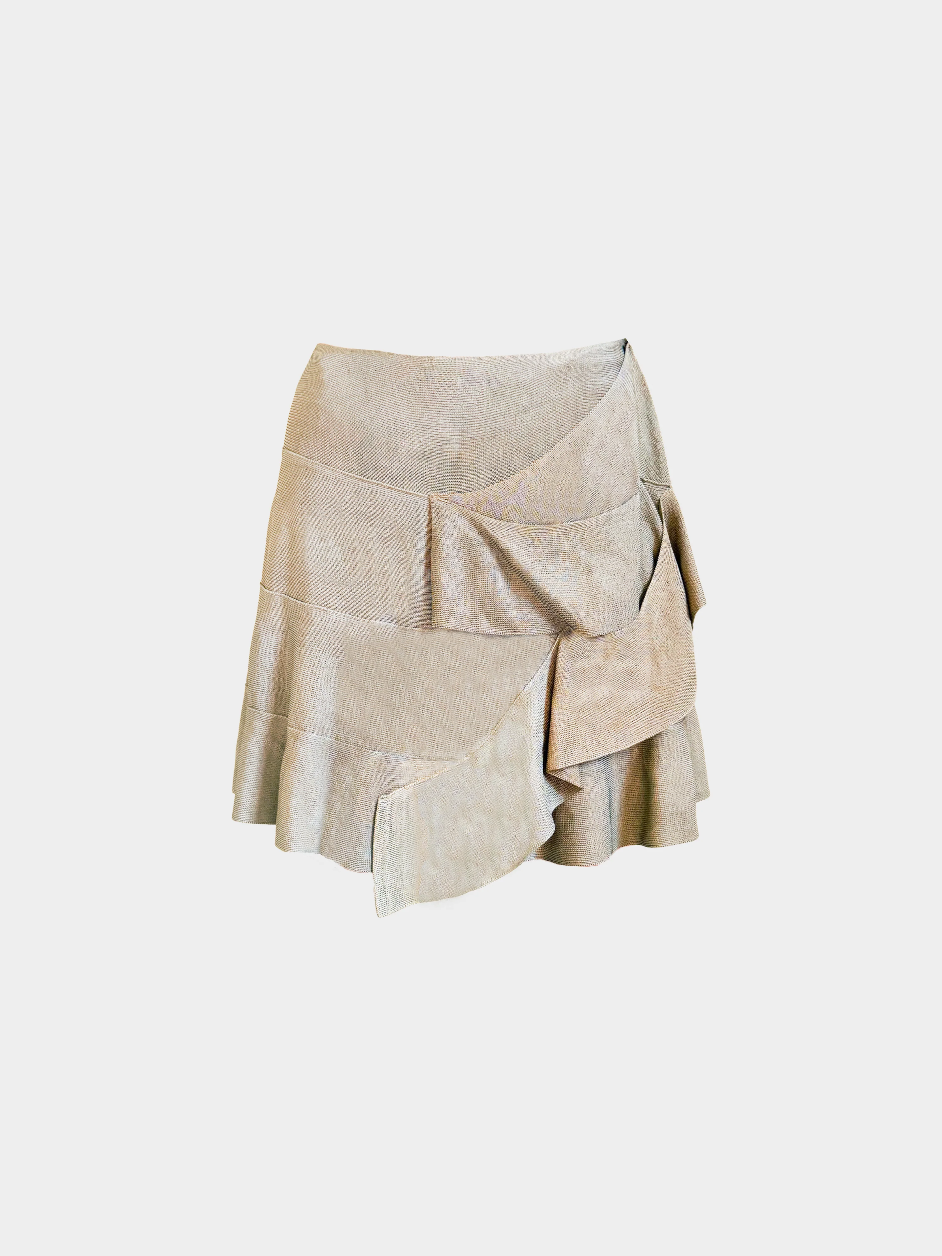Plein Sud 2000s Brown Ruffled Knit Skirt