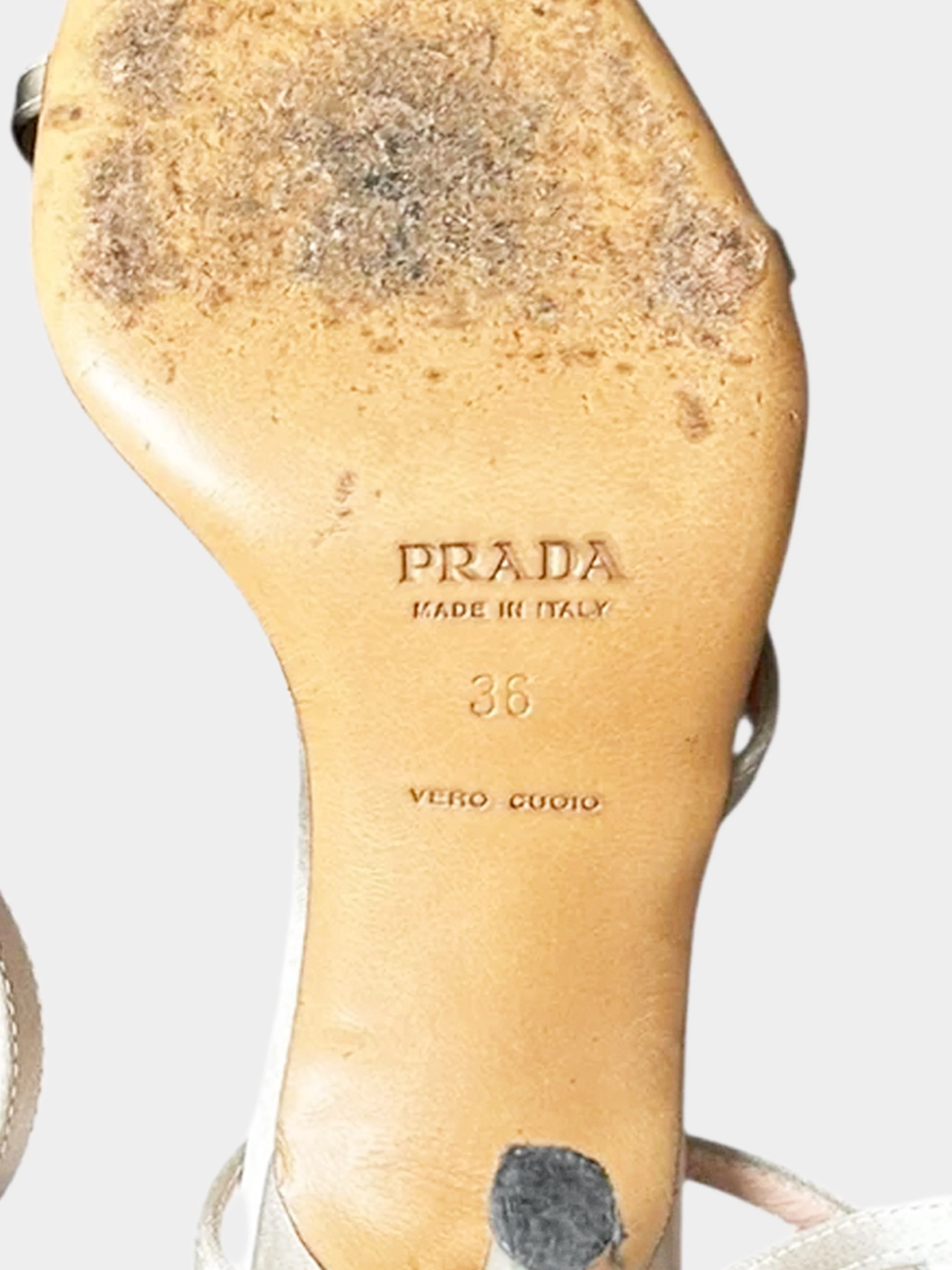 Prada 1990s Beige Satin Floral Rose Heels - Image 4