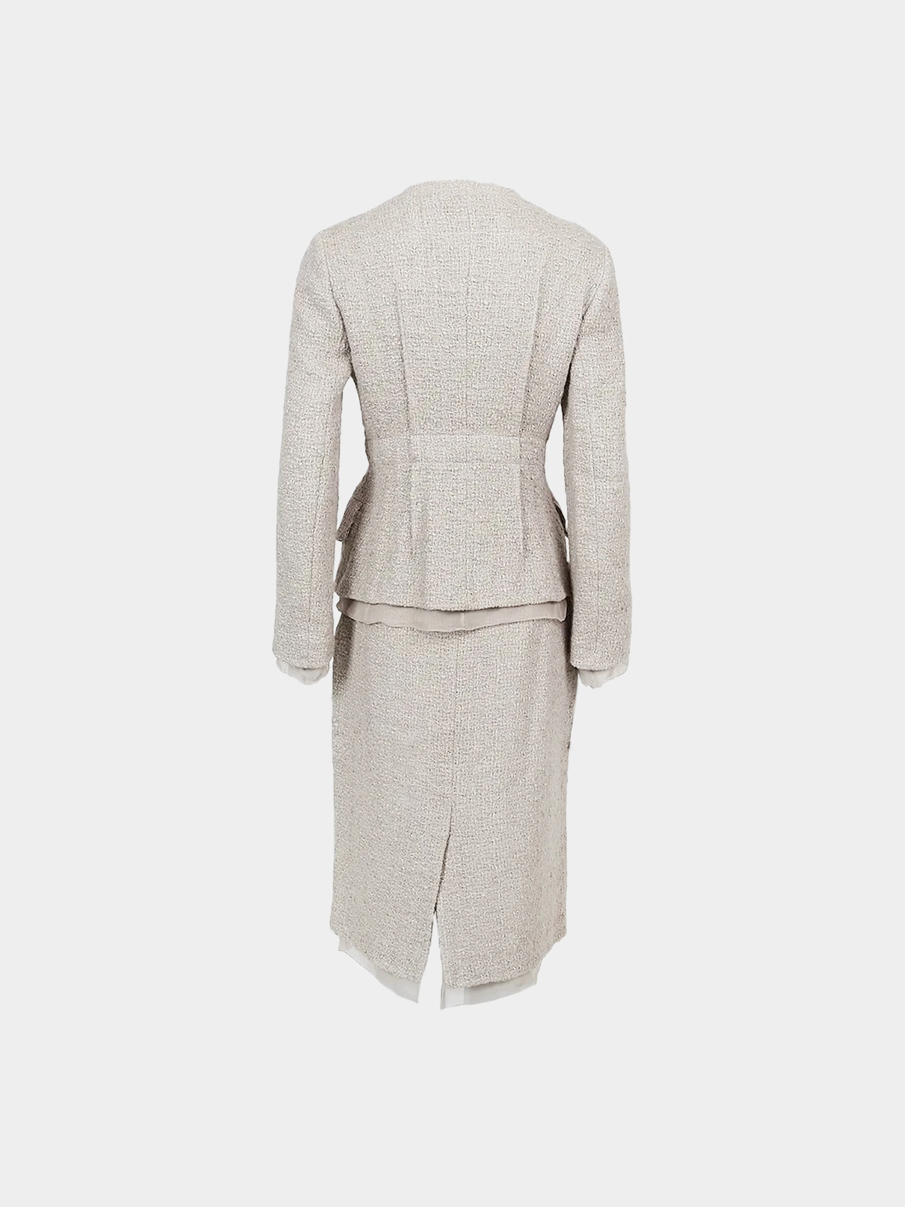 Prada 1990s Beige Tweed Jacket and Skirt Set - Image 2