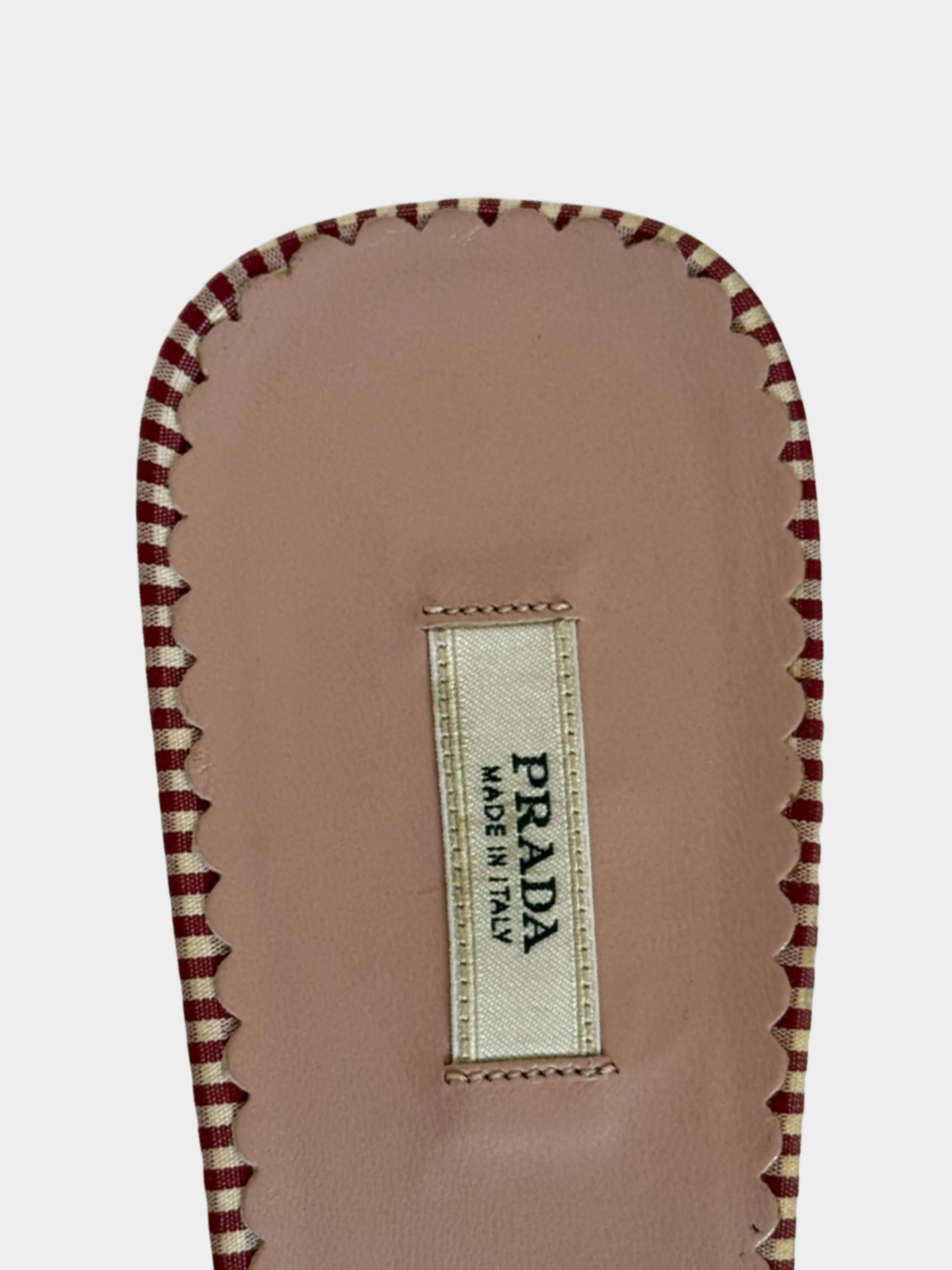 Prada 1990s Red Gingham Print Pointed Toe Mules - Image 5
