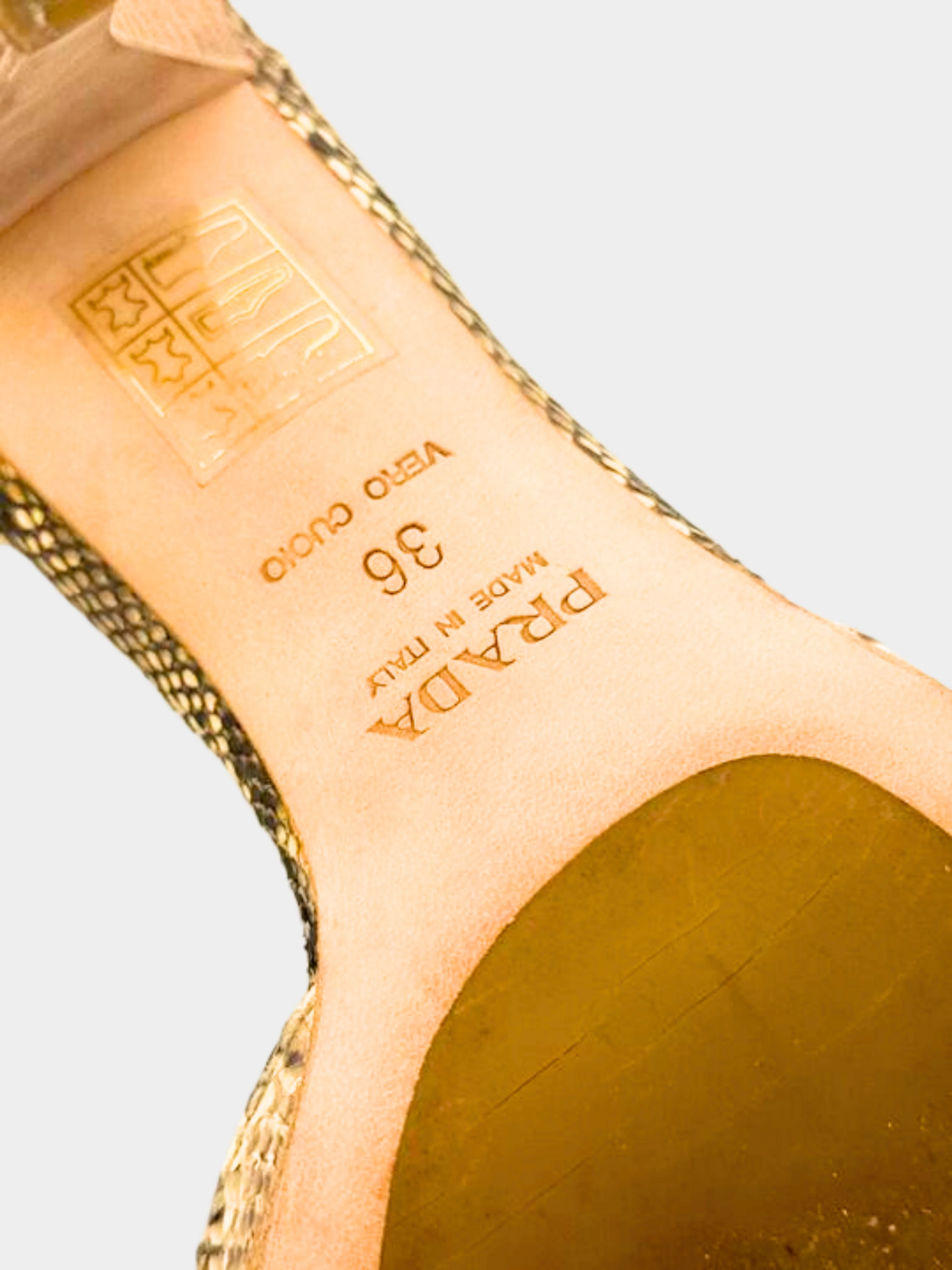 Prada 2000s Beige Snakeskin Print Heels - Image 3