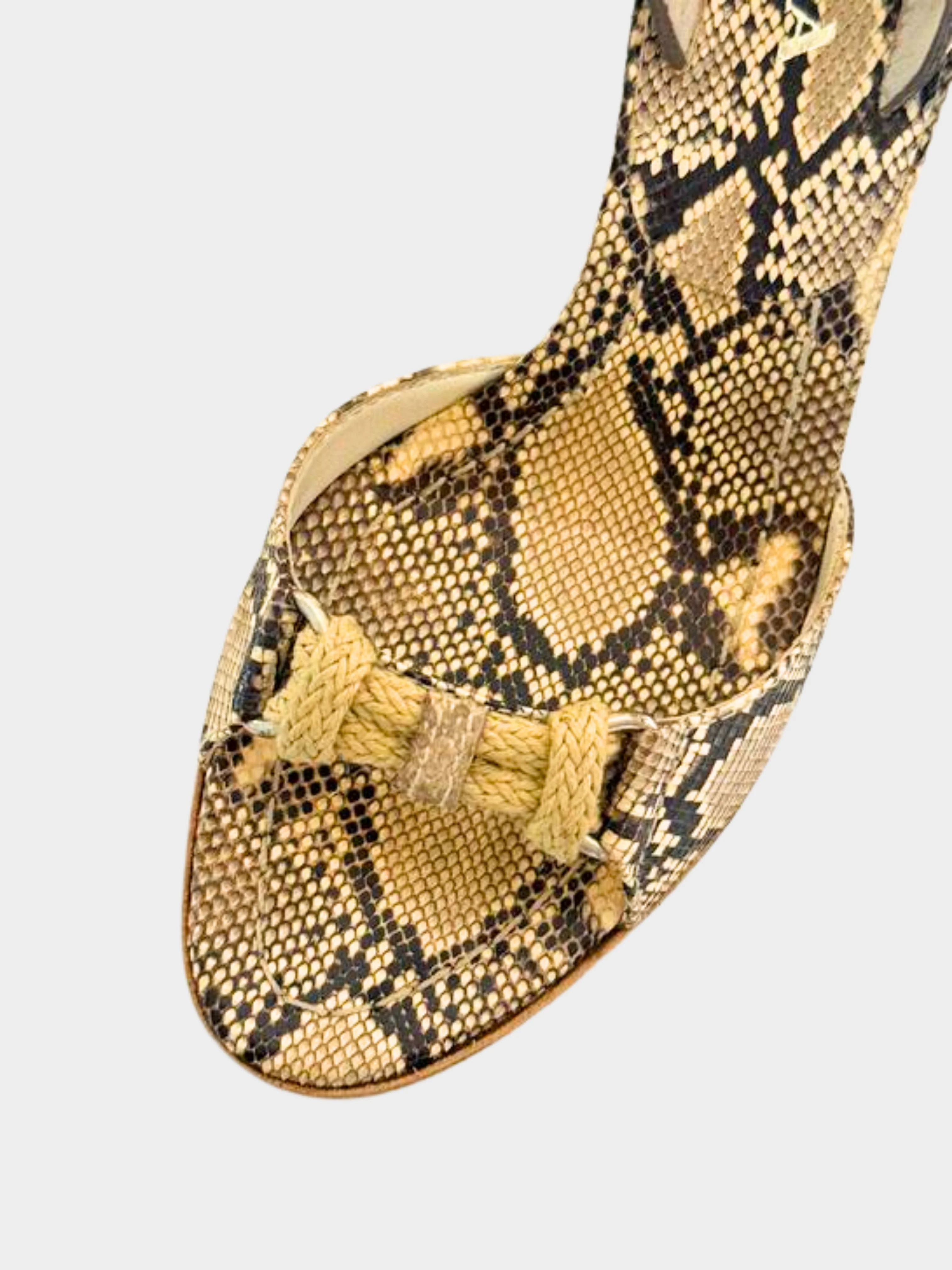 Prada 2000s Beige Snakeskin Print Heels - Image 5