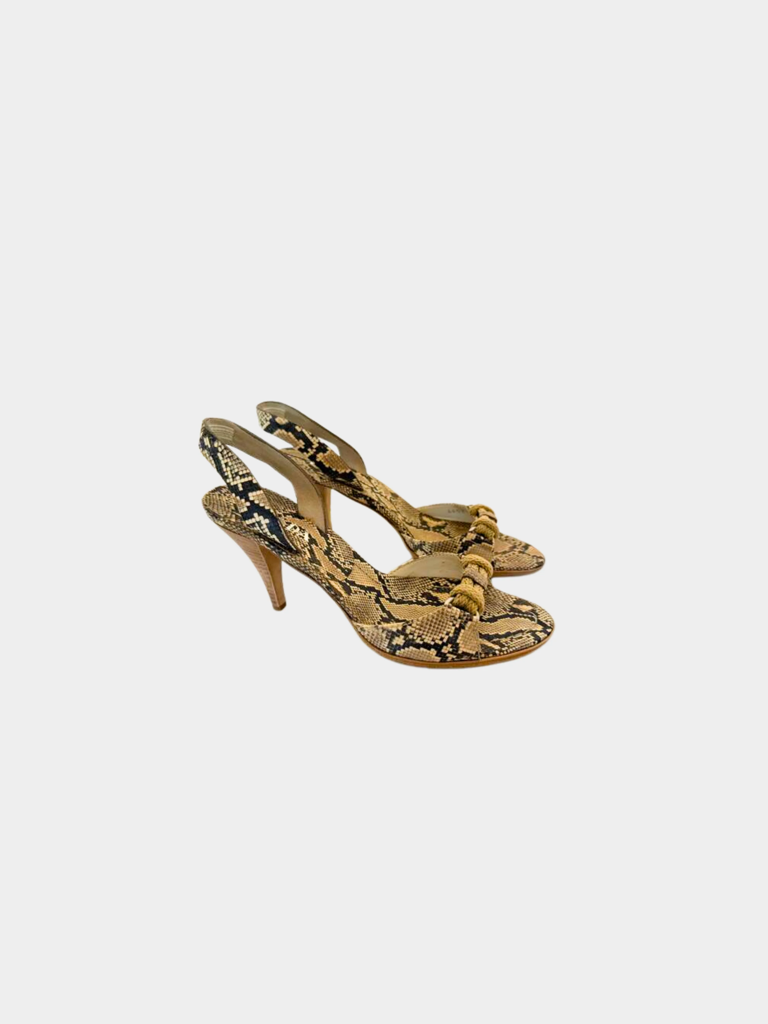Prada 2000s Beige Snakeskin Print Heels - Image 6