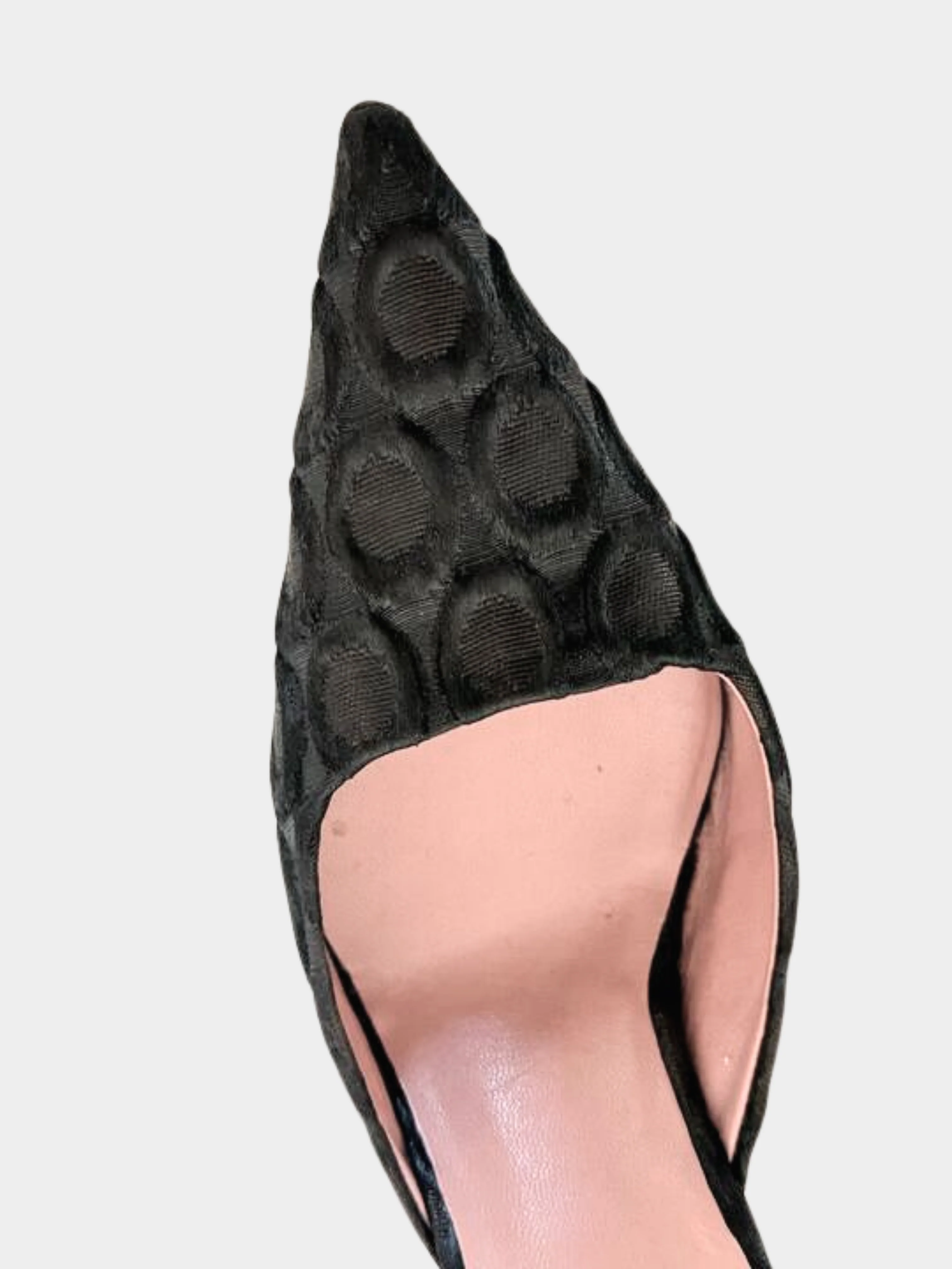 Prada 2000s Black Fabric Textured Kitten Heels - Image 3