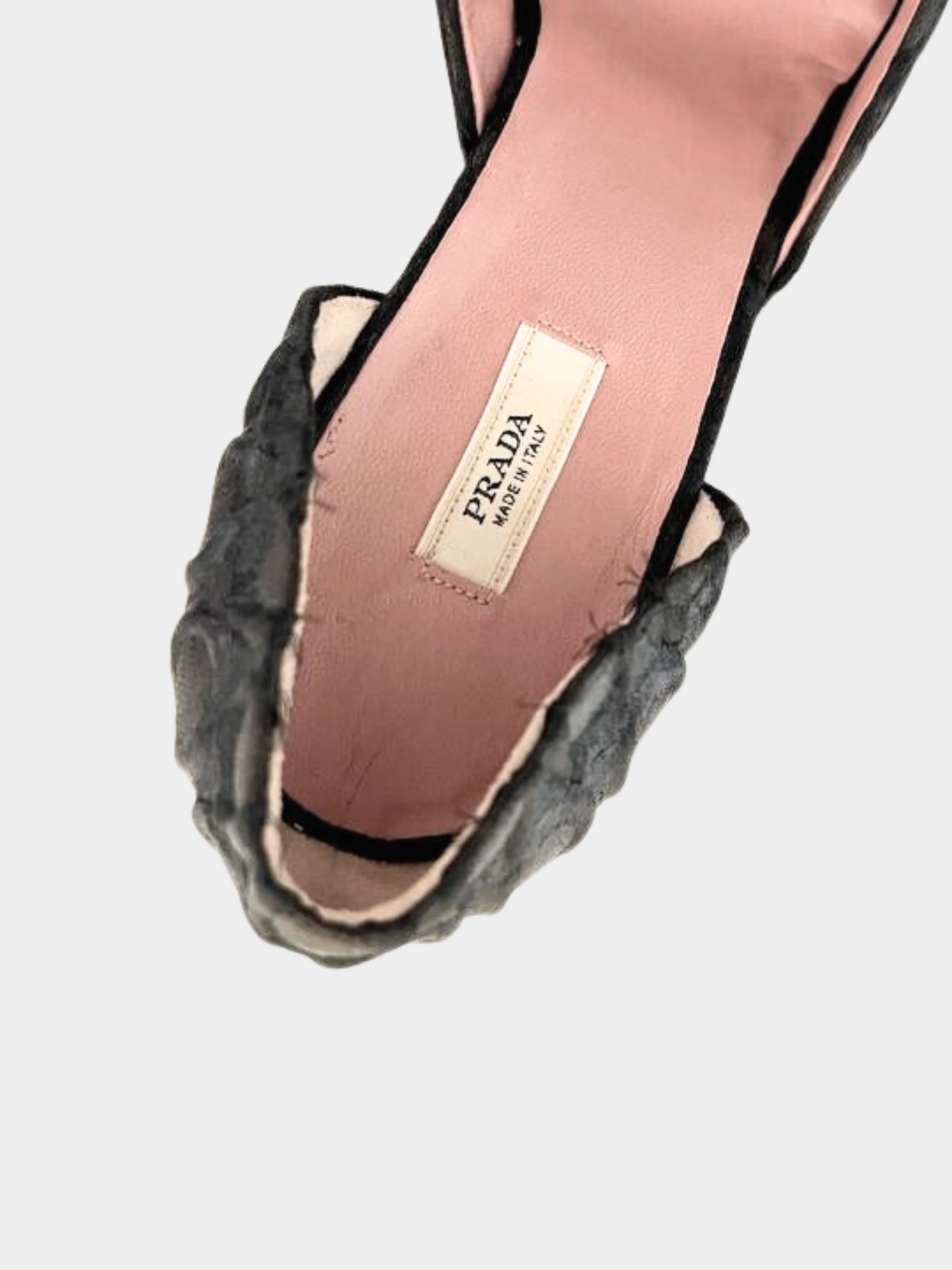 Prada 2000s Black Fabric Textured Kitten Heels - Image 4