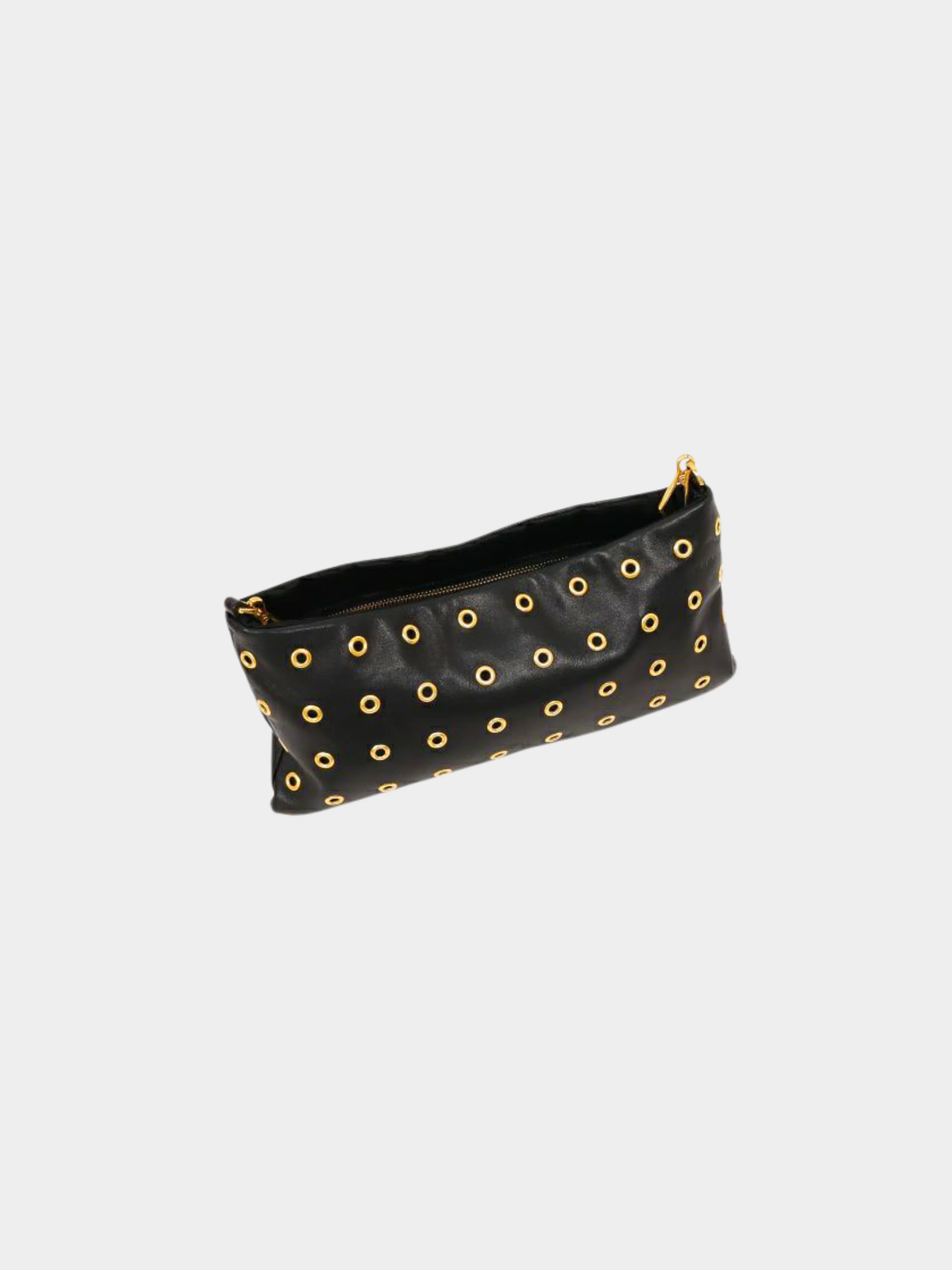 Prada 2000s Black Leather Grommet Shoulder Bag - Image 2