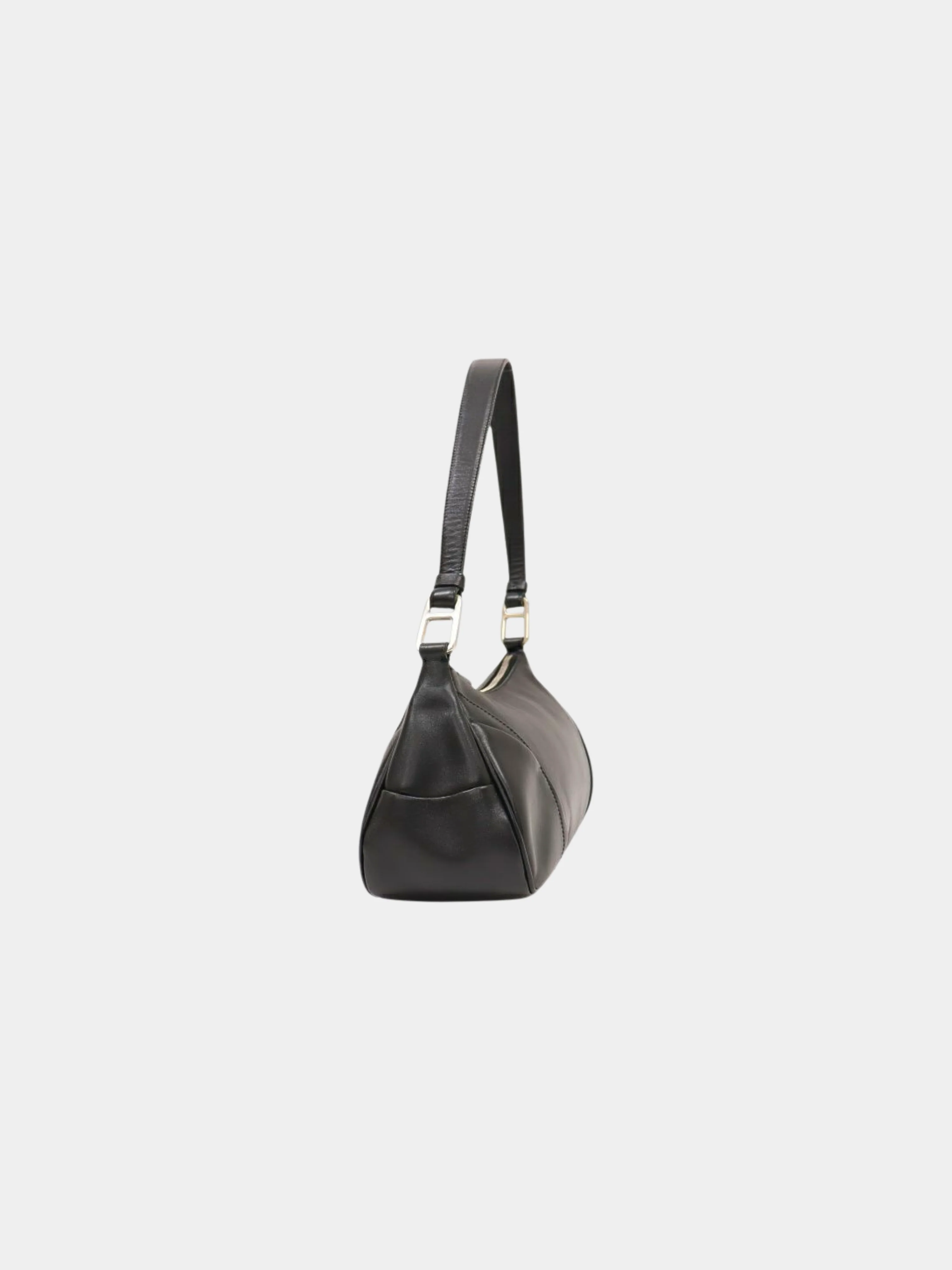 Prada 2000s Black Leather Logo Embossed One-Shoulder Bag - Image 3