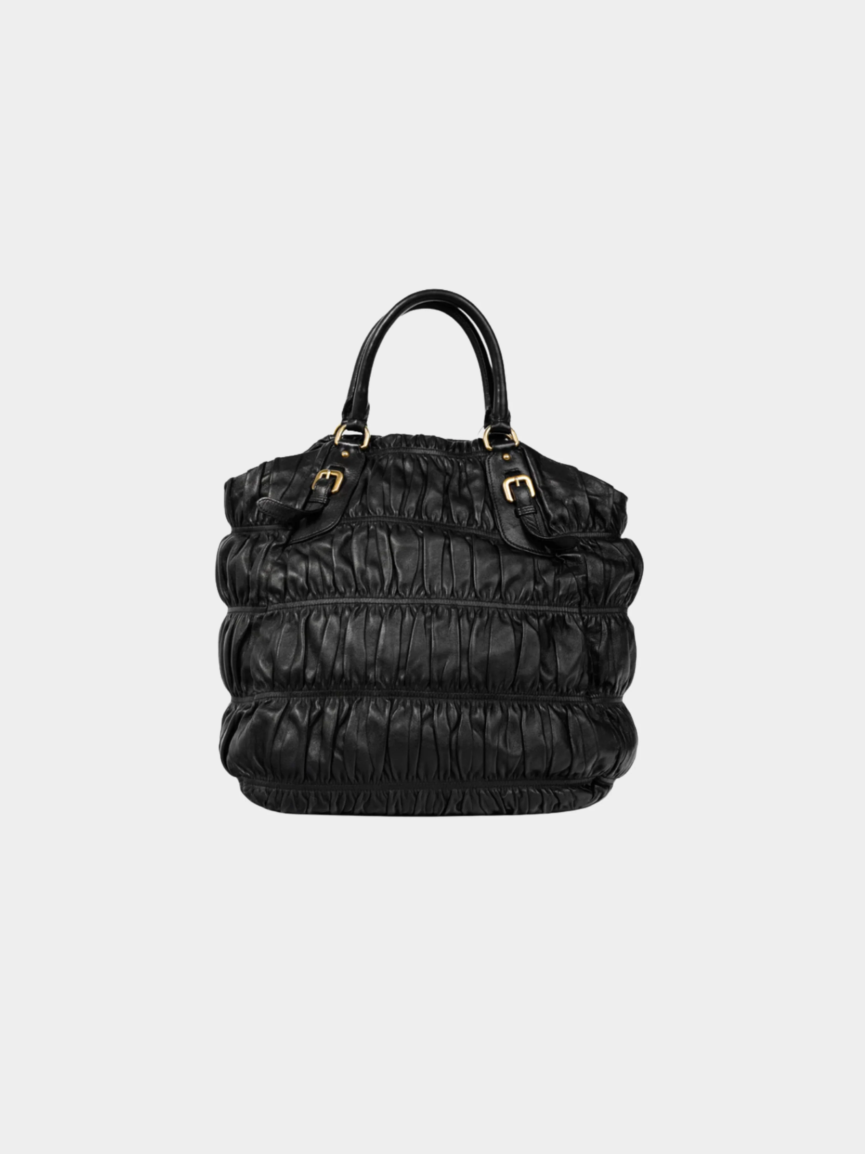 Prada 2000s Black Nero Nappa Gaufre Leather Tote - Image 2