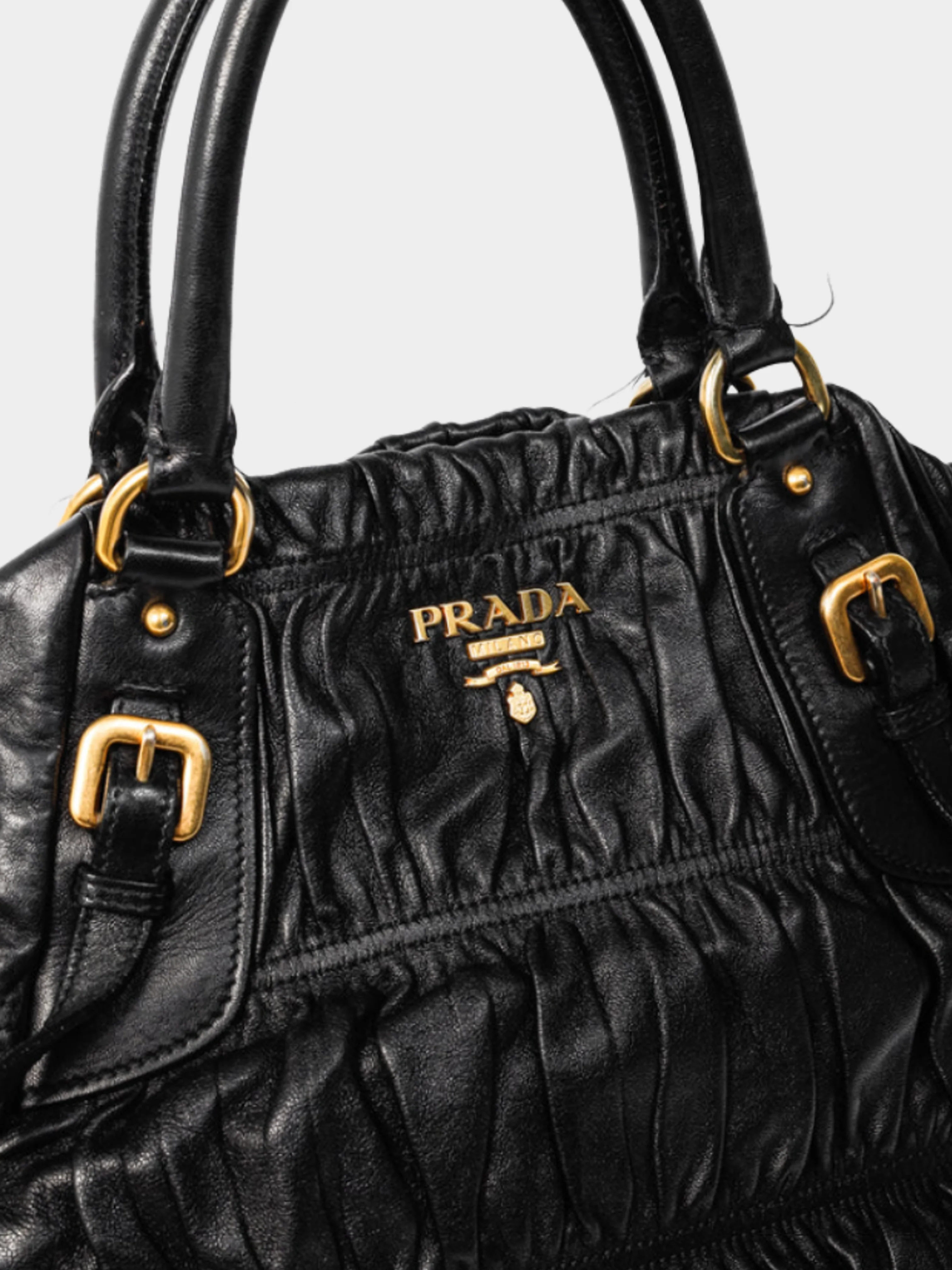 Prada 2000s Black Nero Nappa Gaufre Leather Tote - Image 5