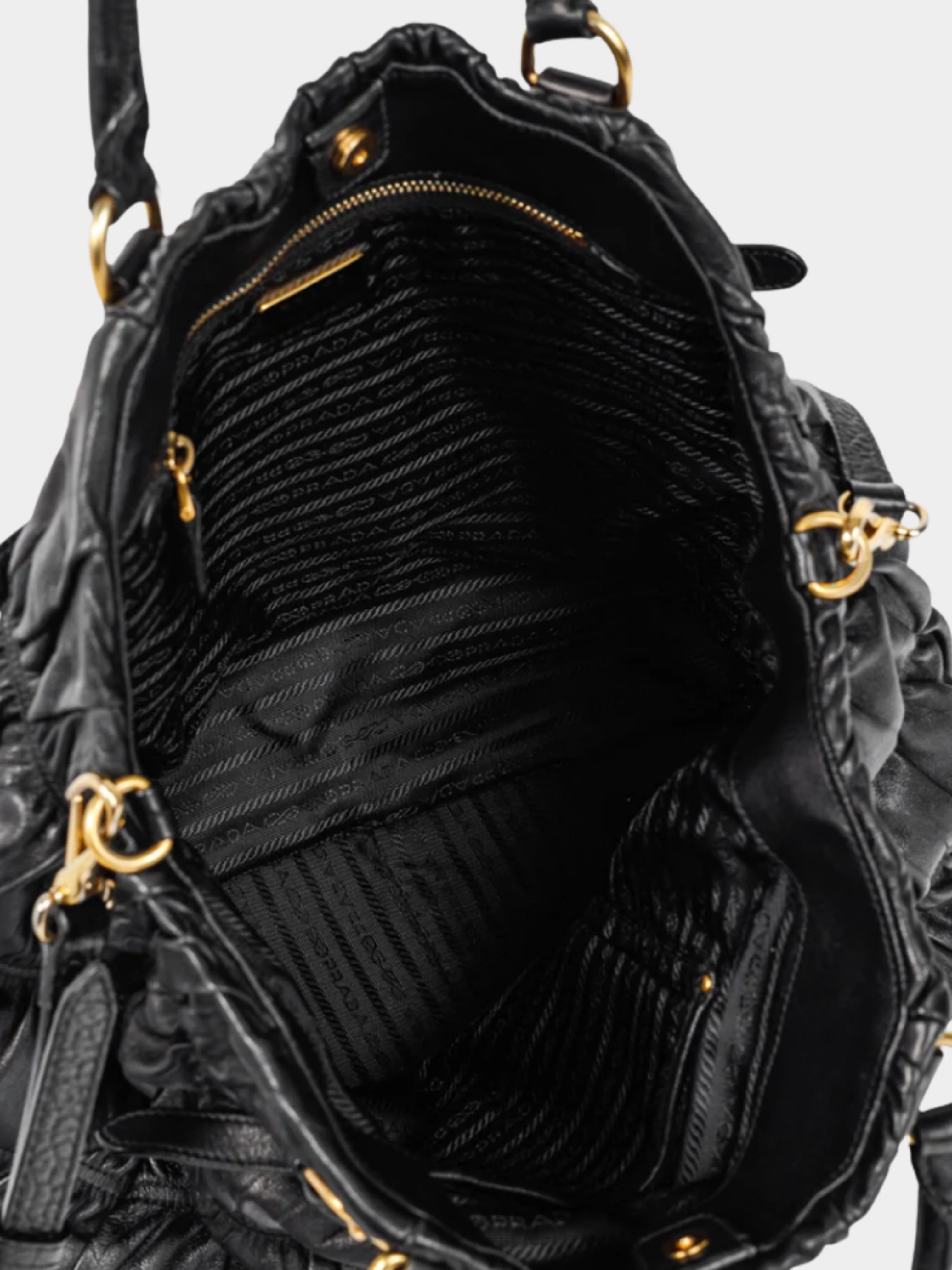 Prada 2000s Black Nero Nappa Gaufre Leather Tote - Image 6
