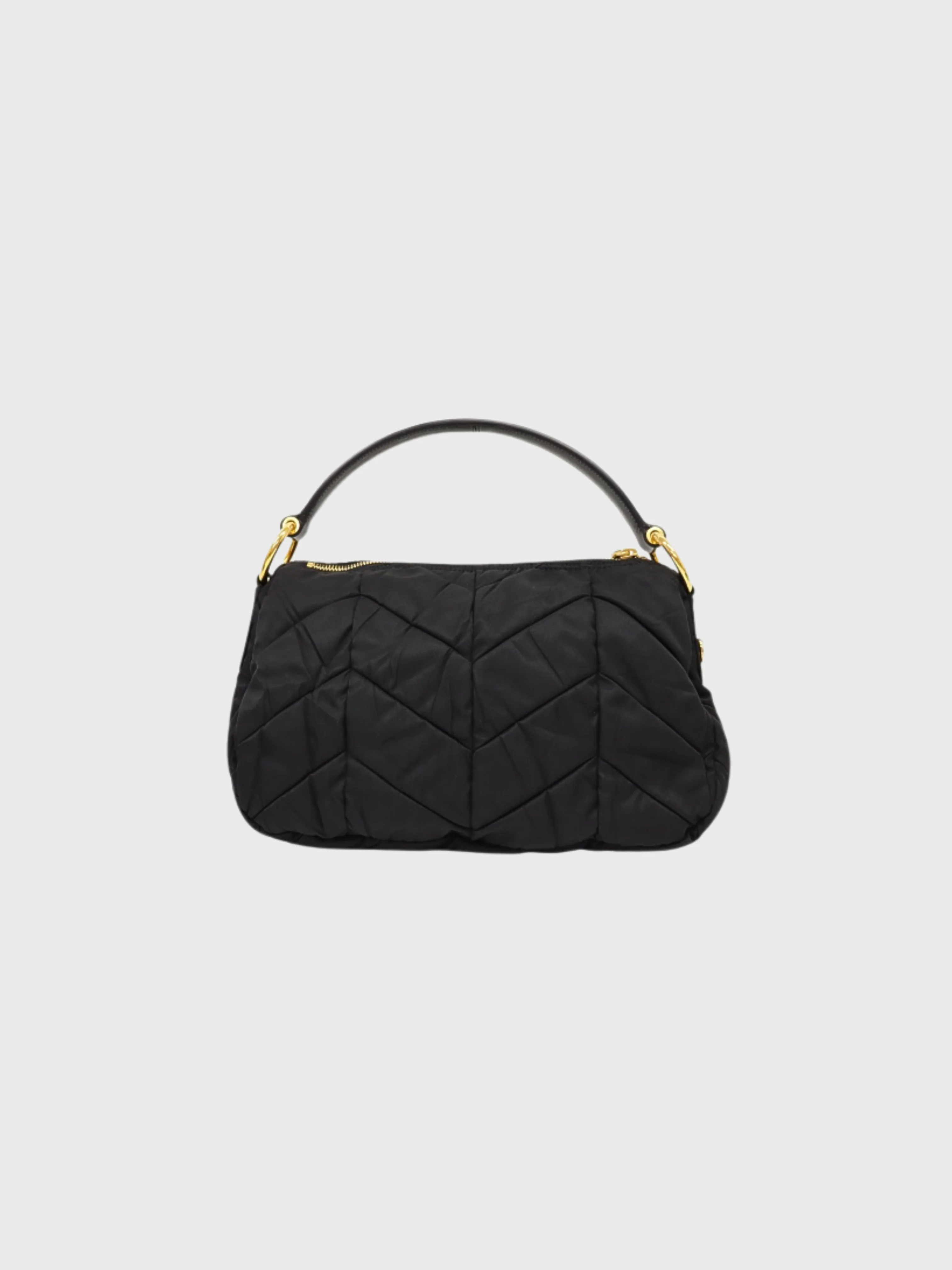 Prada 2000s Black Nylon Leather Logo Hardware One Shoulder Bag - Image 2
