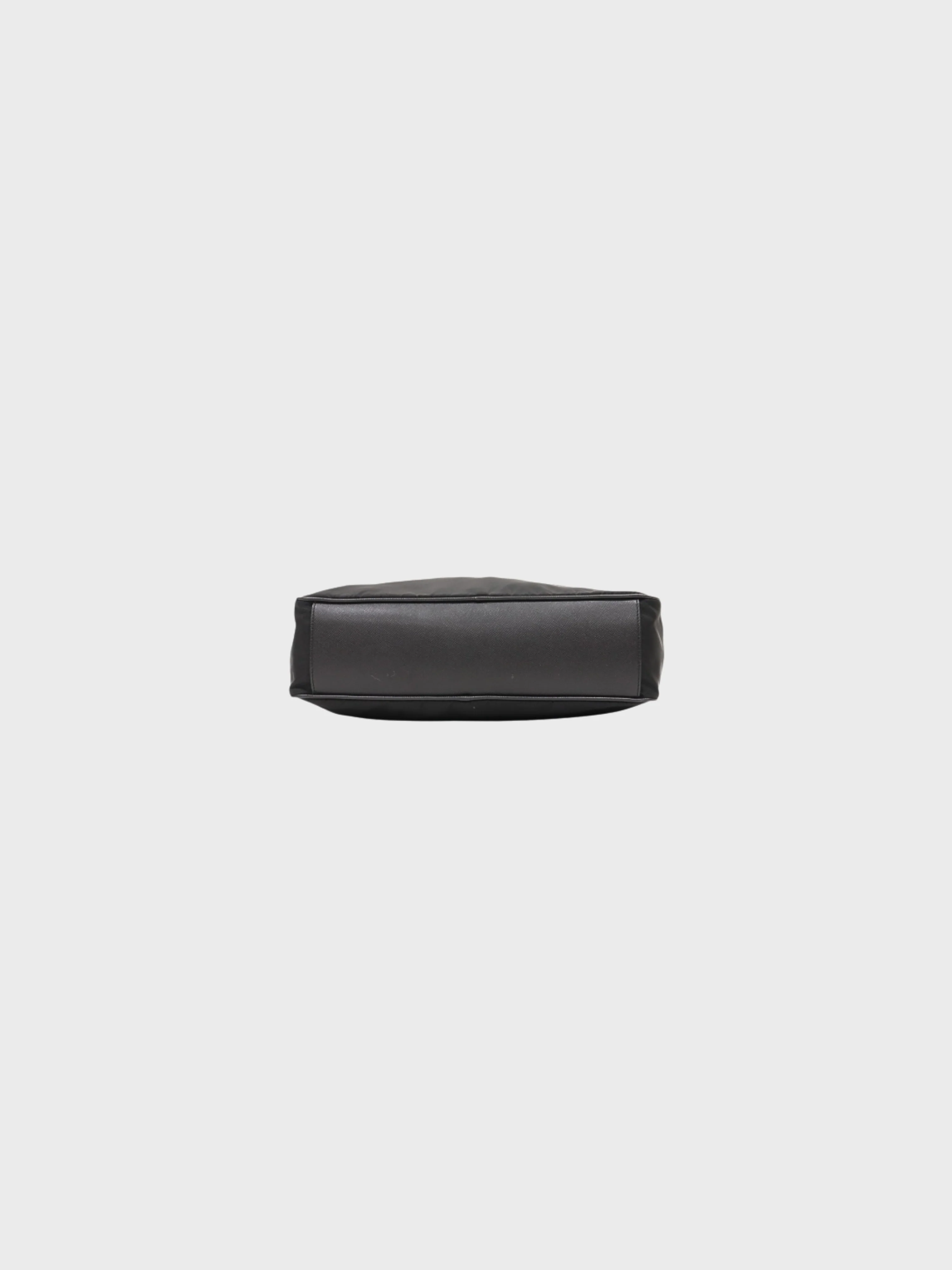 Prada 2000s Black Nylon Leather Triangle Logo Handbag - Image 4