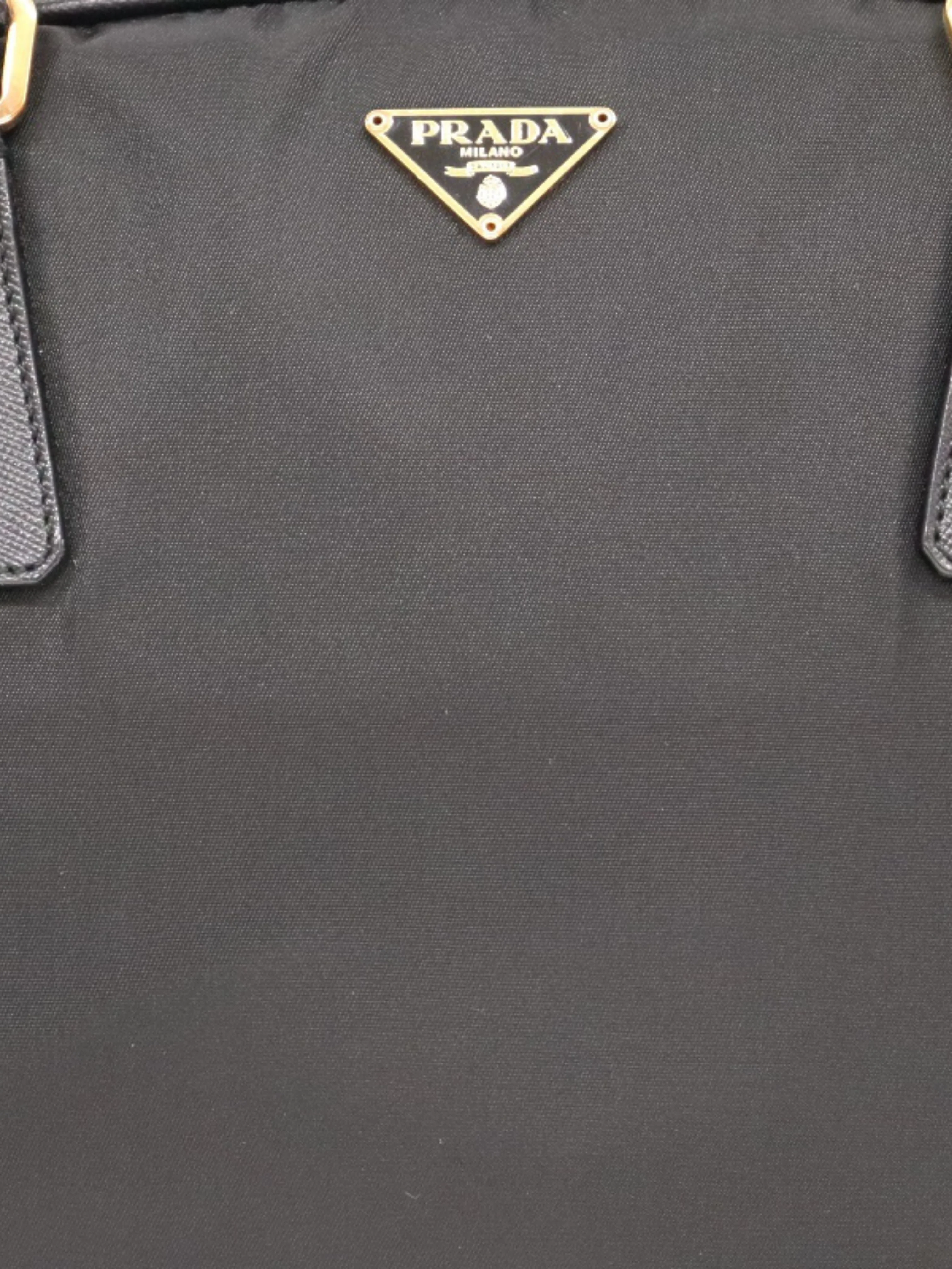 Prada 2000s Black Nylon Leather Triangle Logo Handbag - Image 8