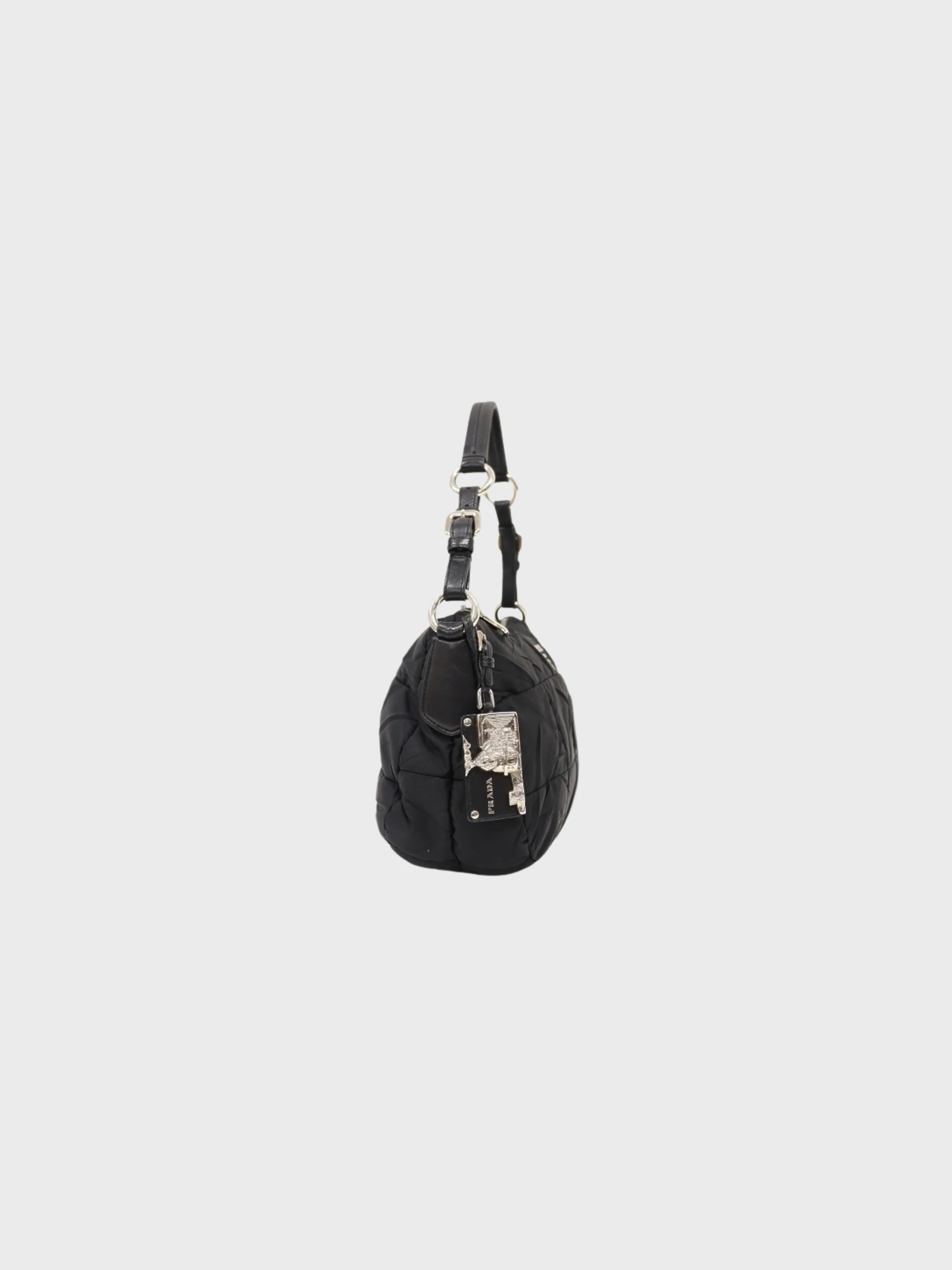 Prada 2000s Black Nylon Triangle Logo One-Shoulder Bag - Image 3