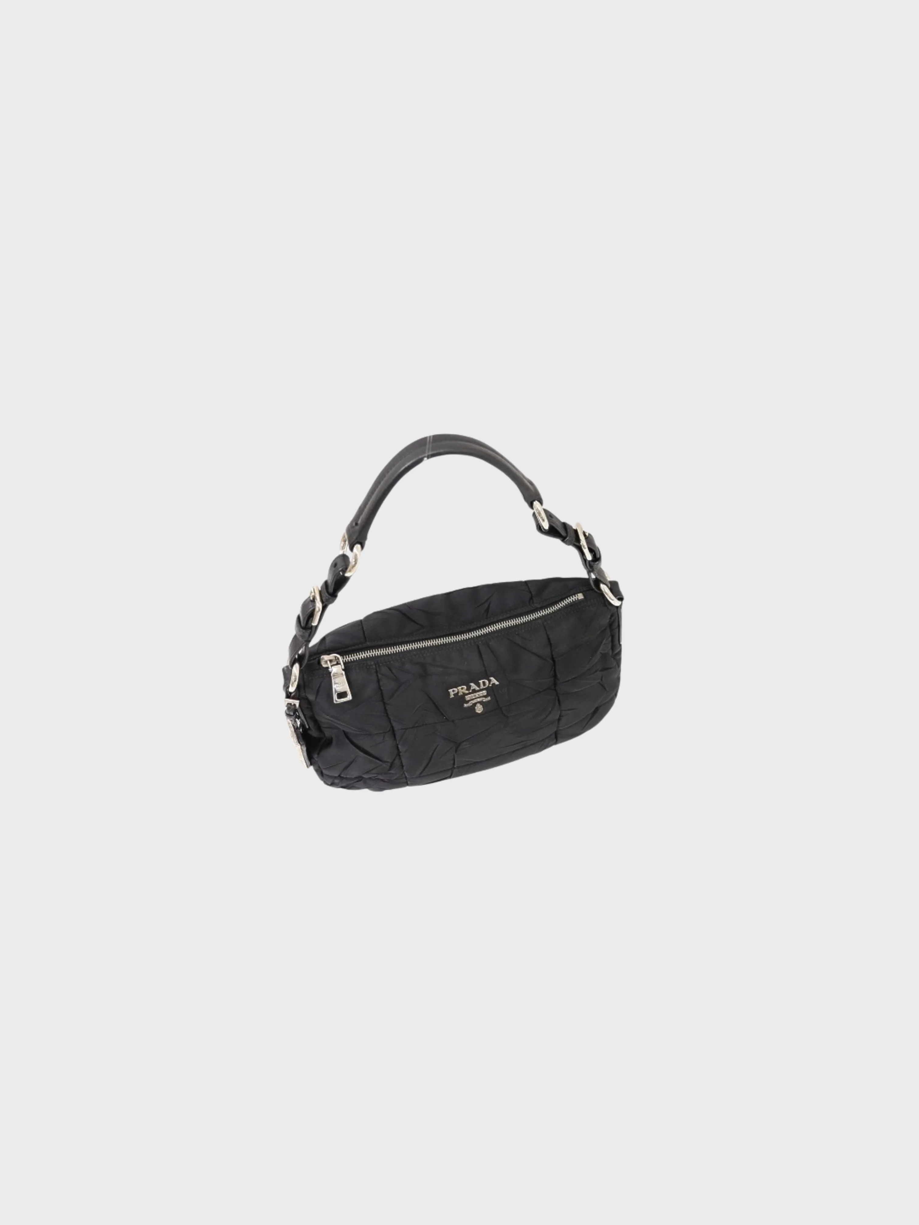 Prada 2000s Black Nylon Triangle Logo One-Shoulder Bag - Image 6