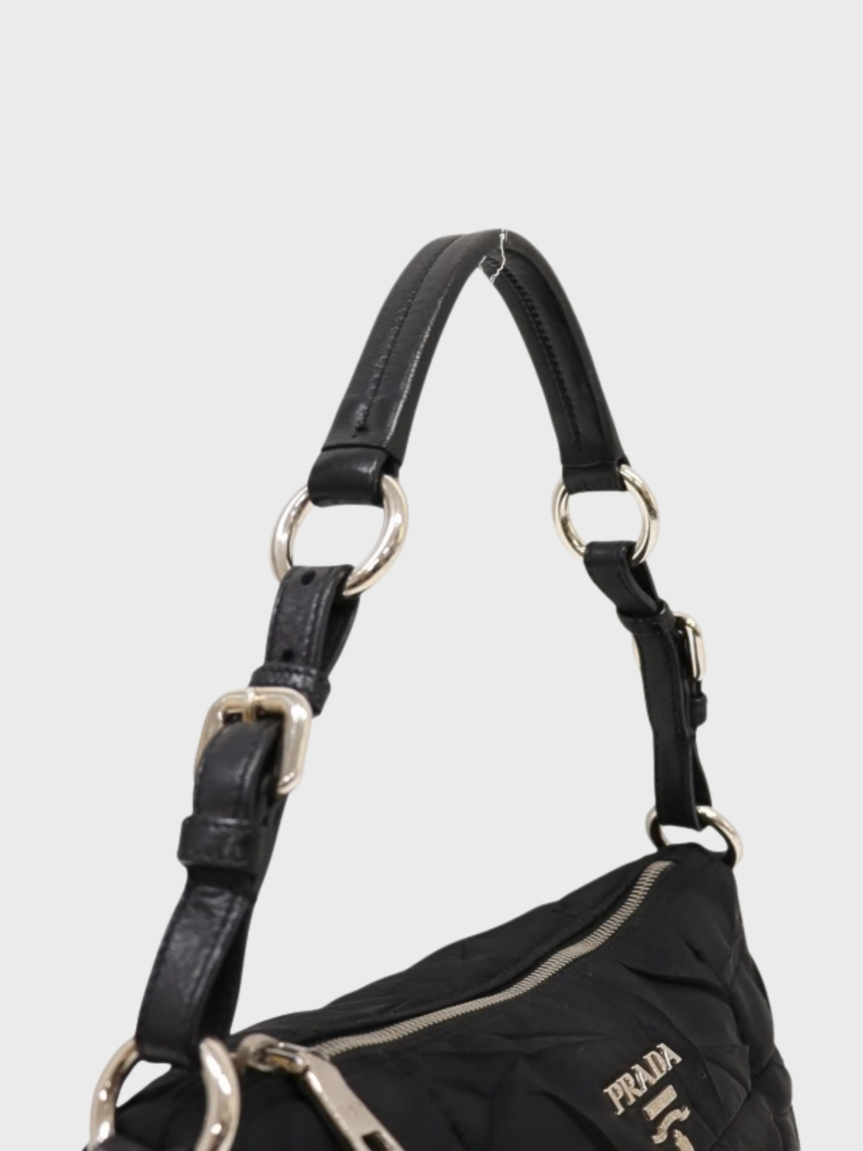 Prada 2000s Black Nylon Triangle Logo One-Shoulder Bag - Image 7