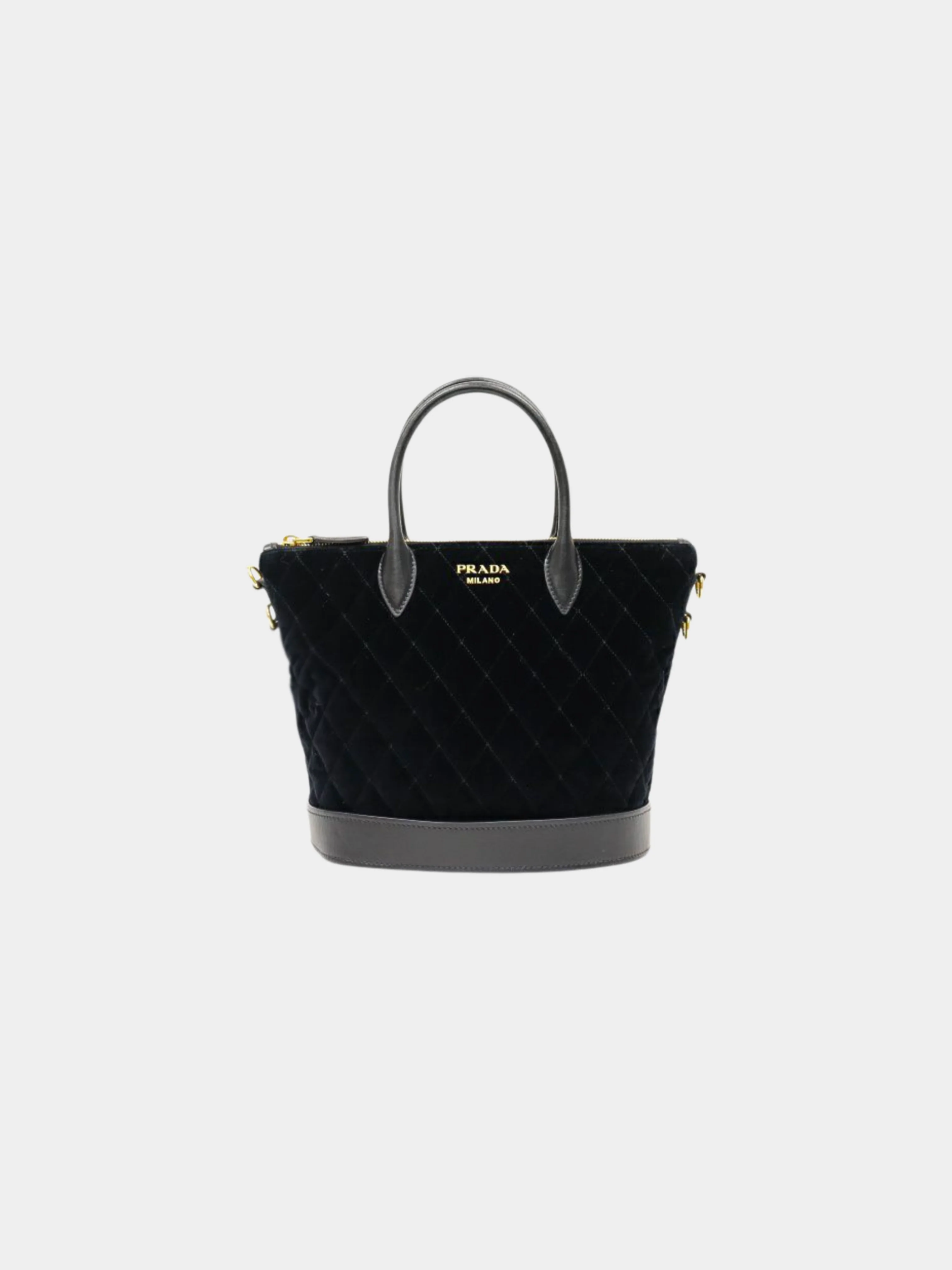 Prada 2000s Black Quilted Velour 2-Way Bag