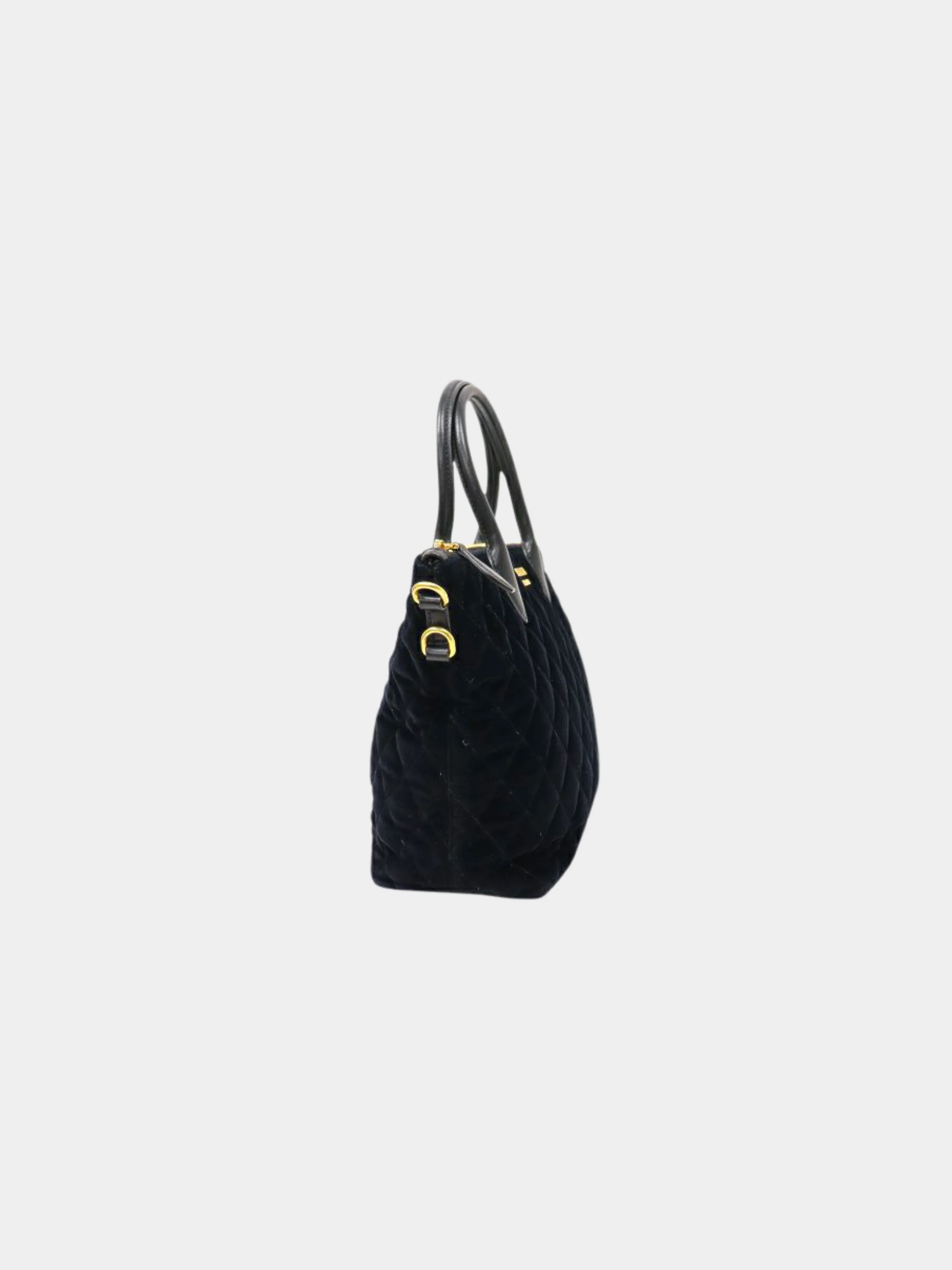 Prada 2000s Black Quilted Velour 2-Way Bag - Image 3