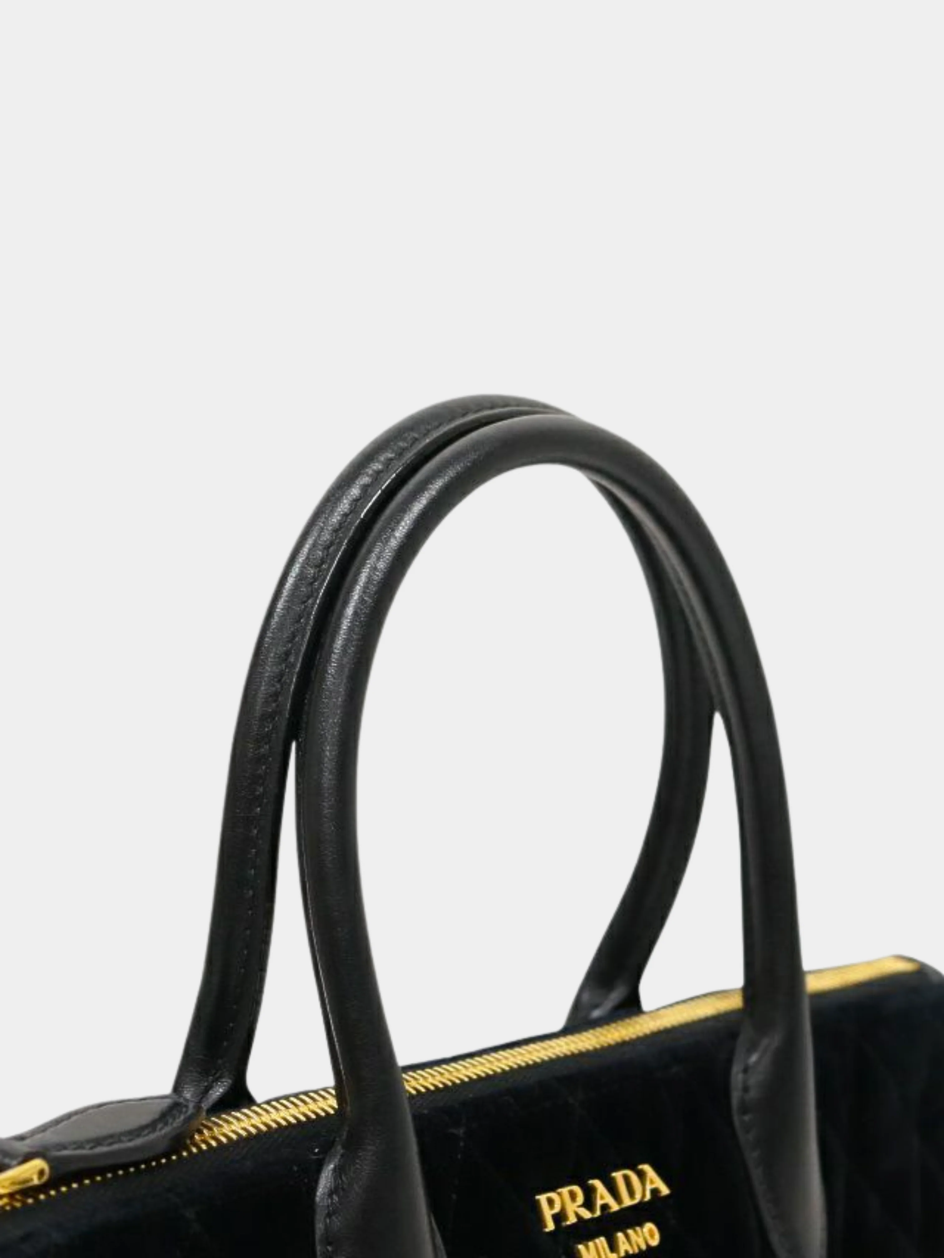 Prada 2000s Black Quilted Velour 2-Way Bag - Image 7