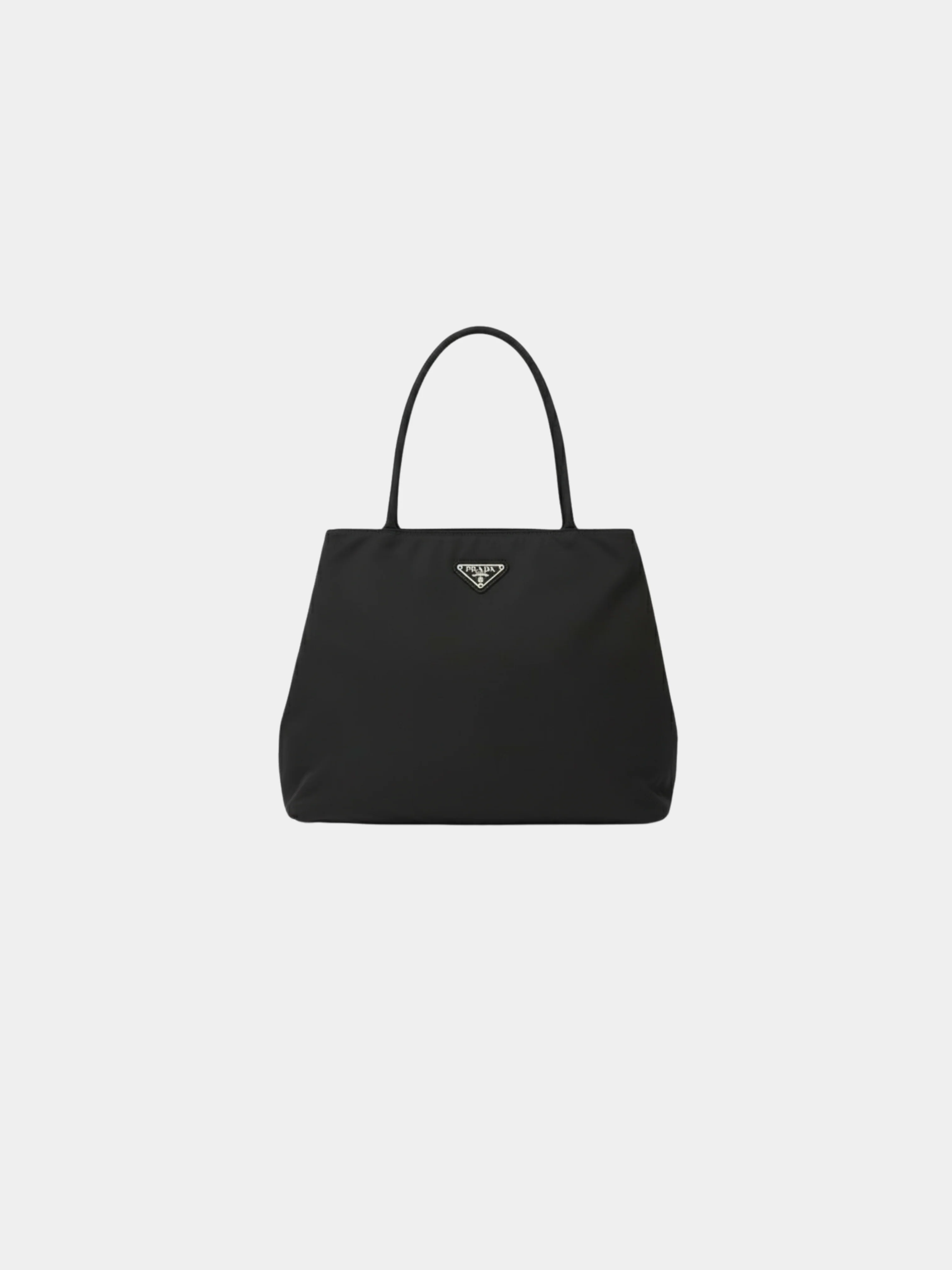 Prada 2000s Black Triangle Logo Hardware Nylon Tote Bag