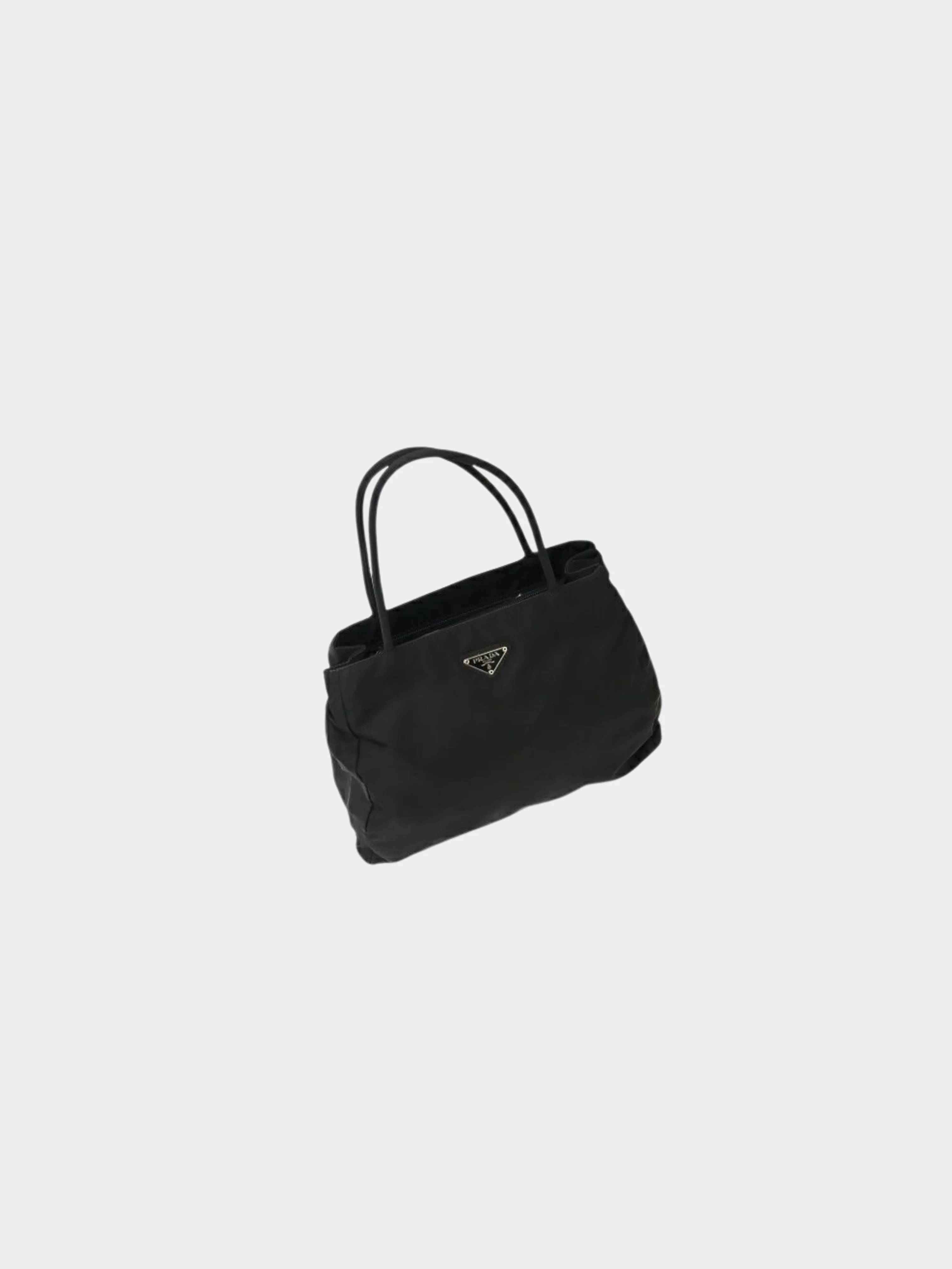 Prada 2000s Black Triangle Logo Hardware Nylon Tote Bag - Image 6