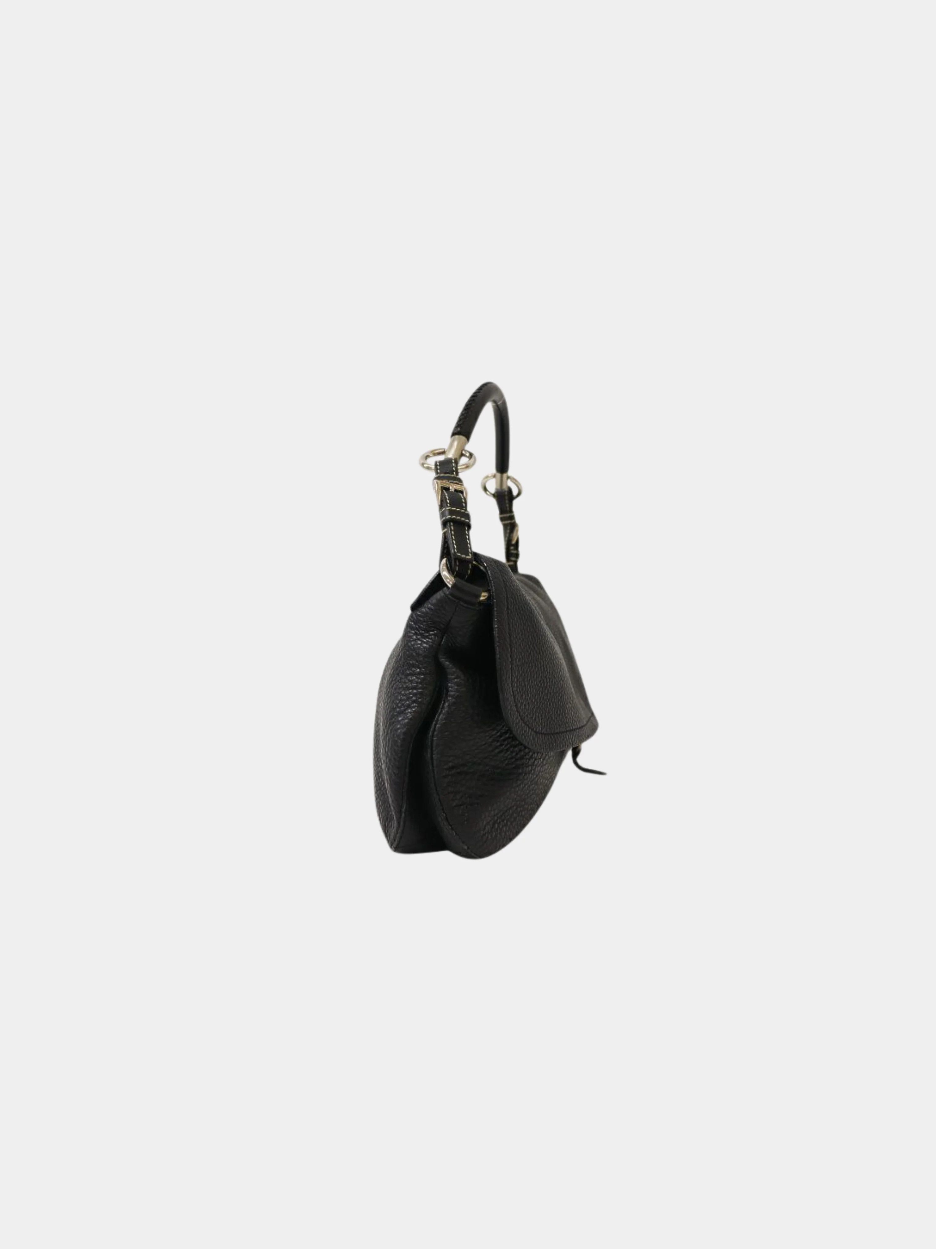 Prada 2000s Black Triangle Logo Leather One-Shoulder Bag - Image 3
