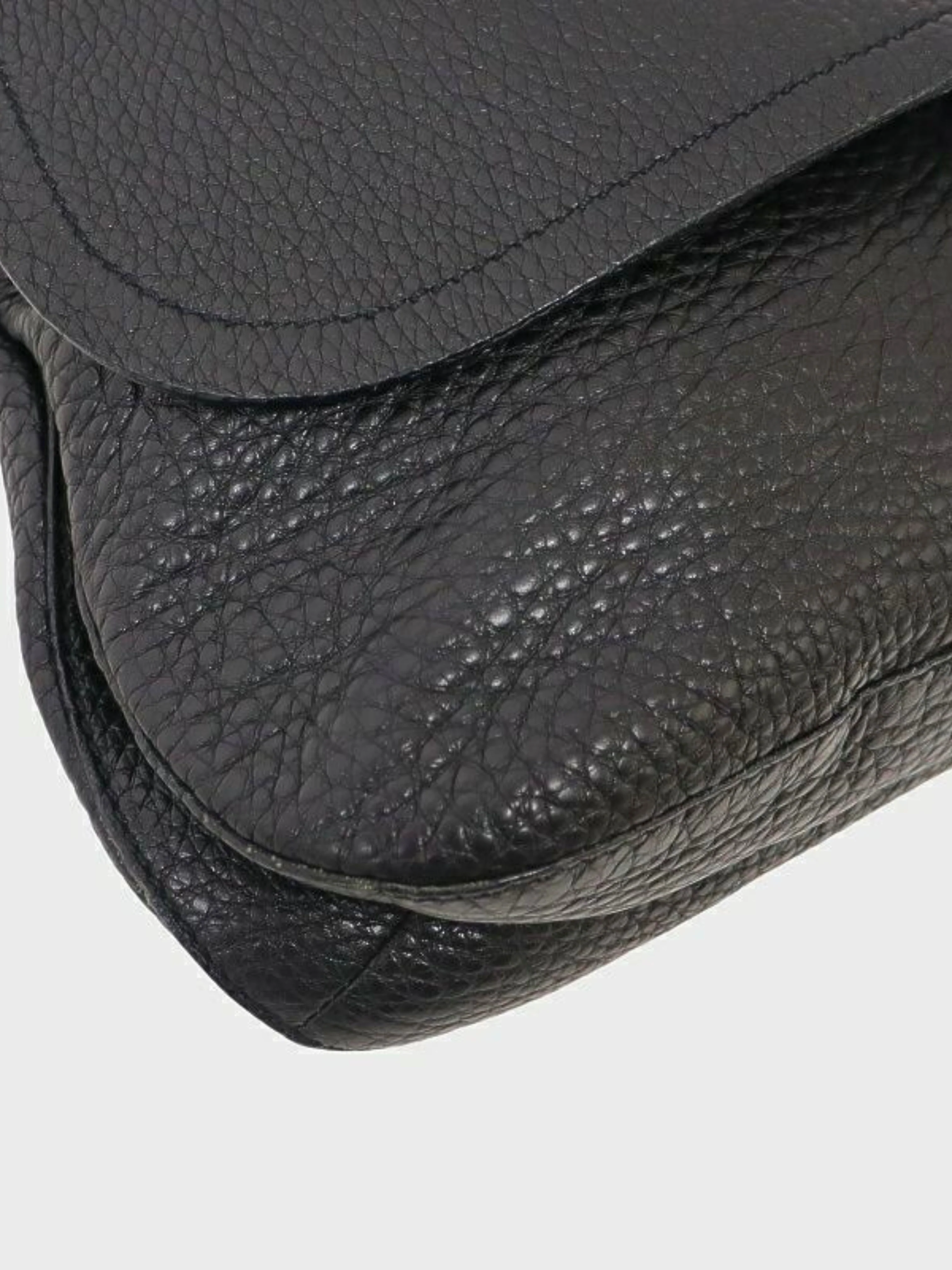 Prada 2000s Black Triangle Logo Leather One-Shoulder Bag - Image 5