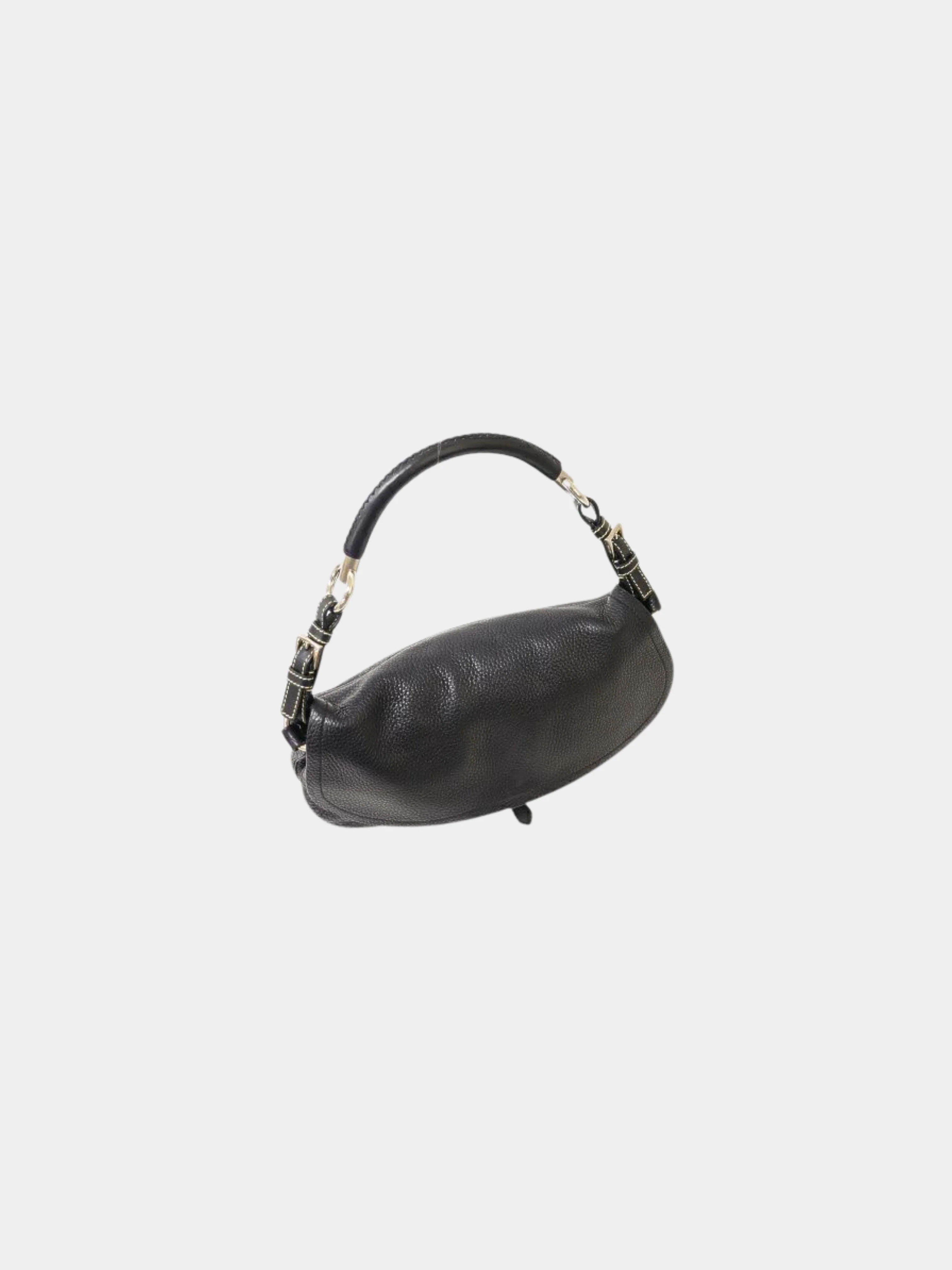Prada 2000s Black Triangle Logo Leather One-Shoulder Bag - Image 6