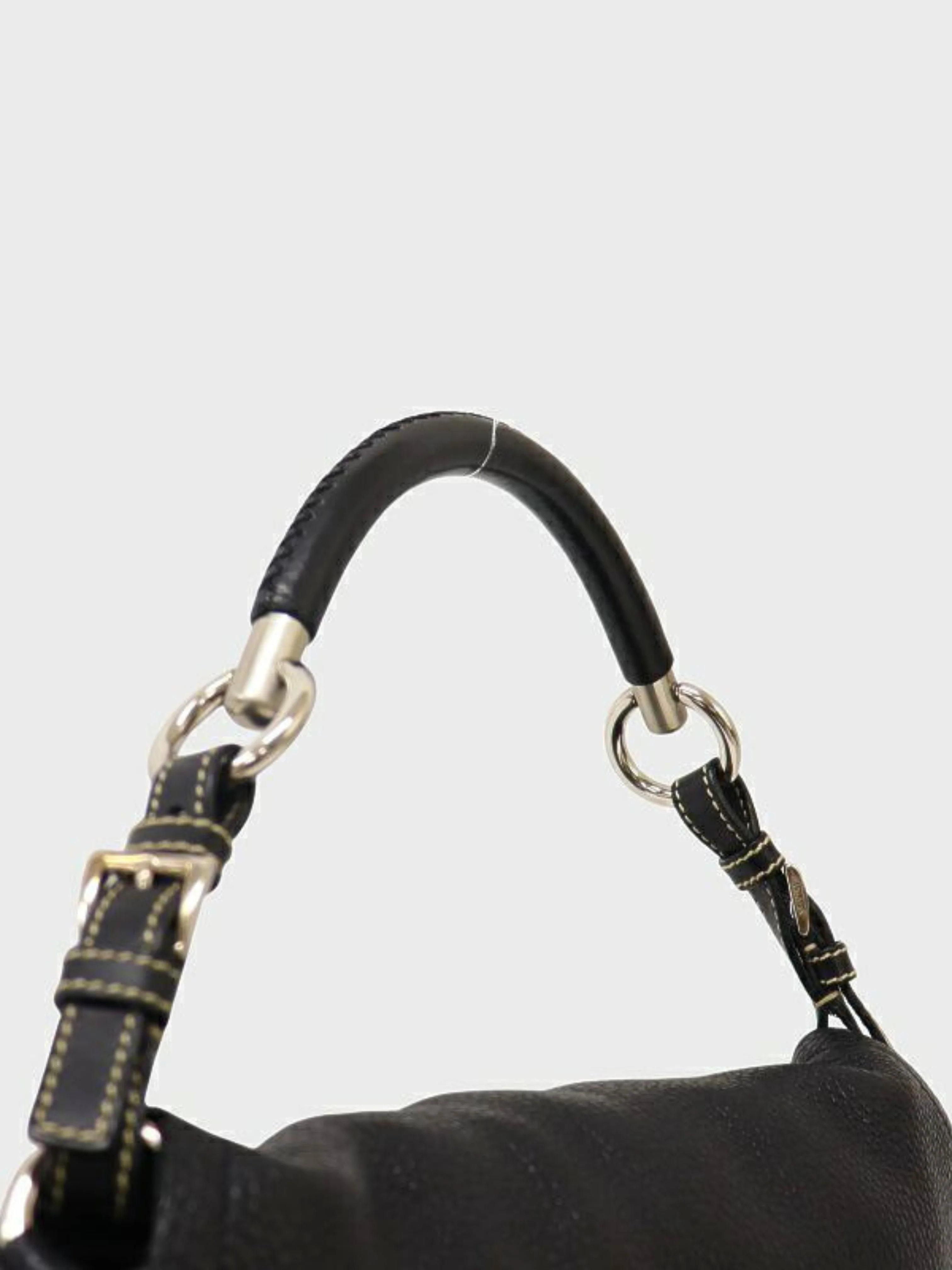 Prada 2000s Black Triangle Logo Leather One-Shoulder Bag - Image 7