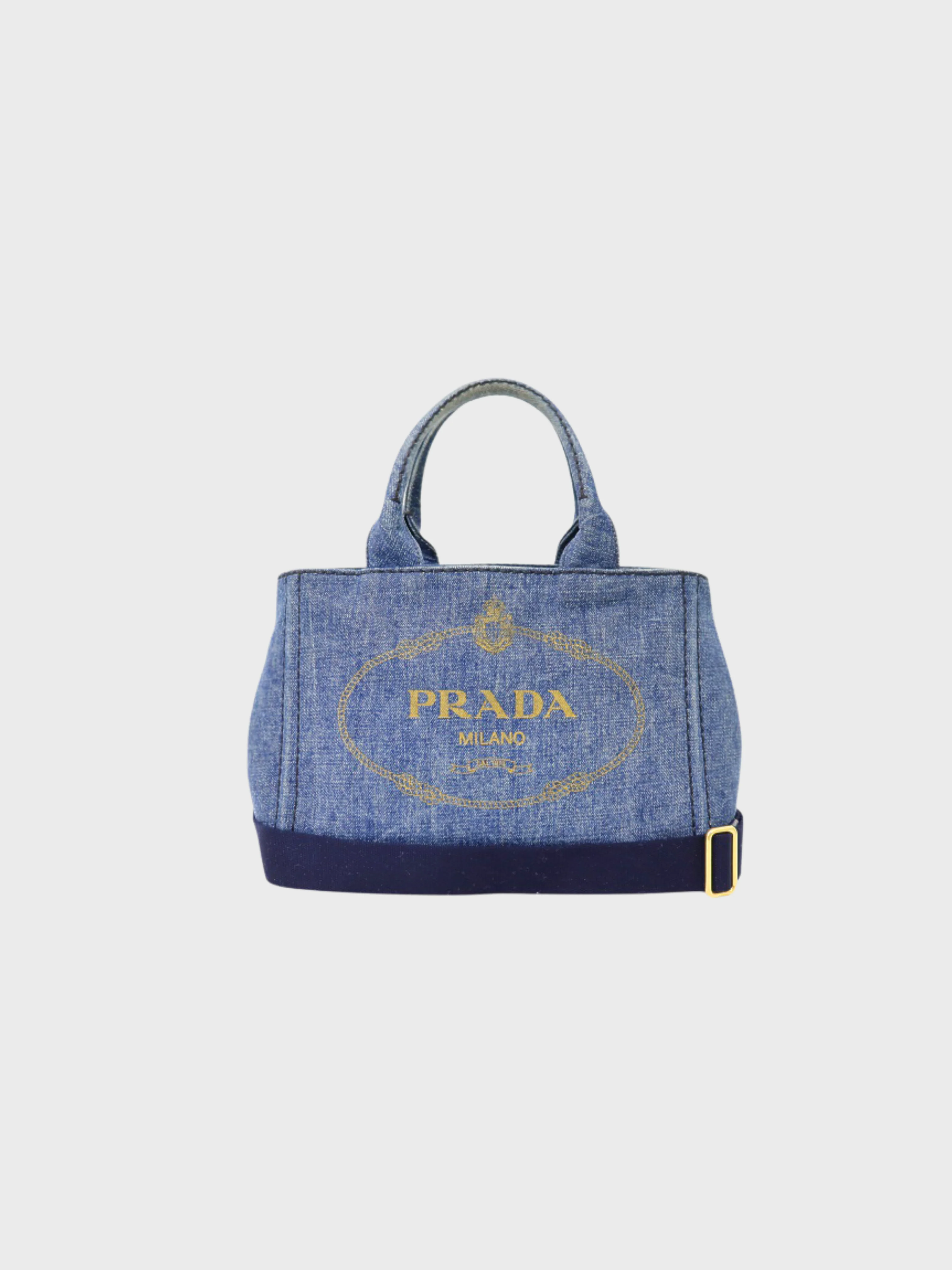 Prada 2000s Blue Denim Canapa Tote Bag