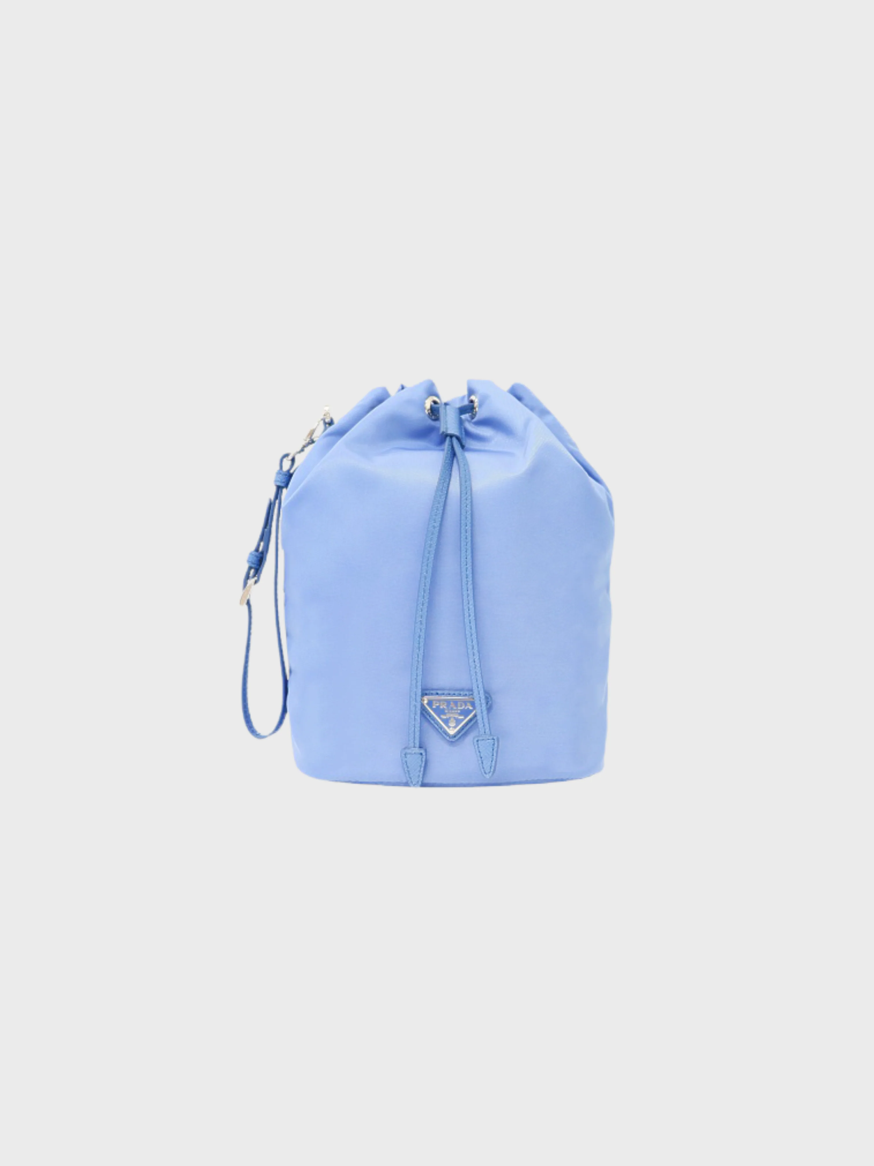 Prada 2000s Blue Nylon Triangle Logo Pouch