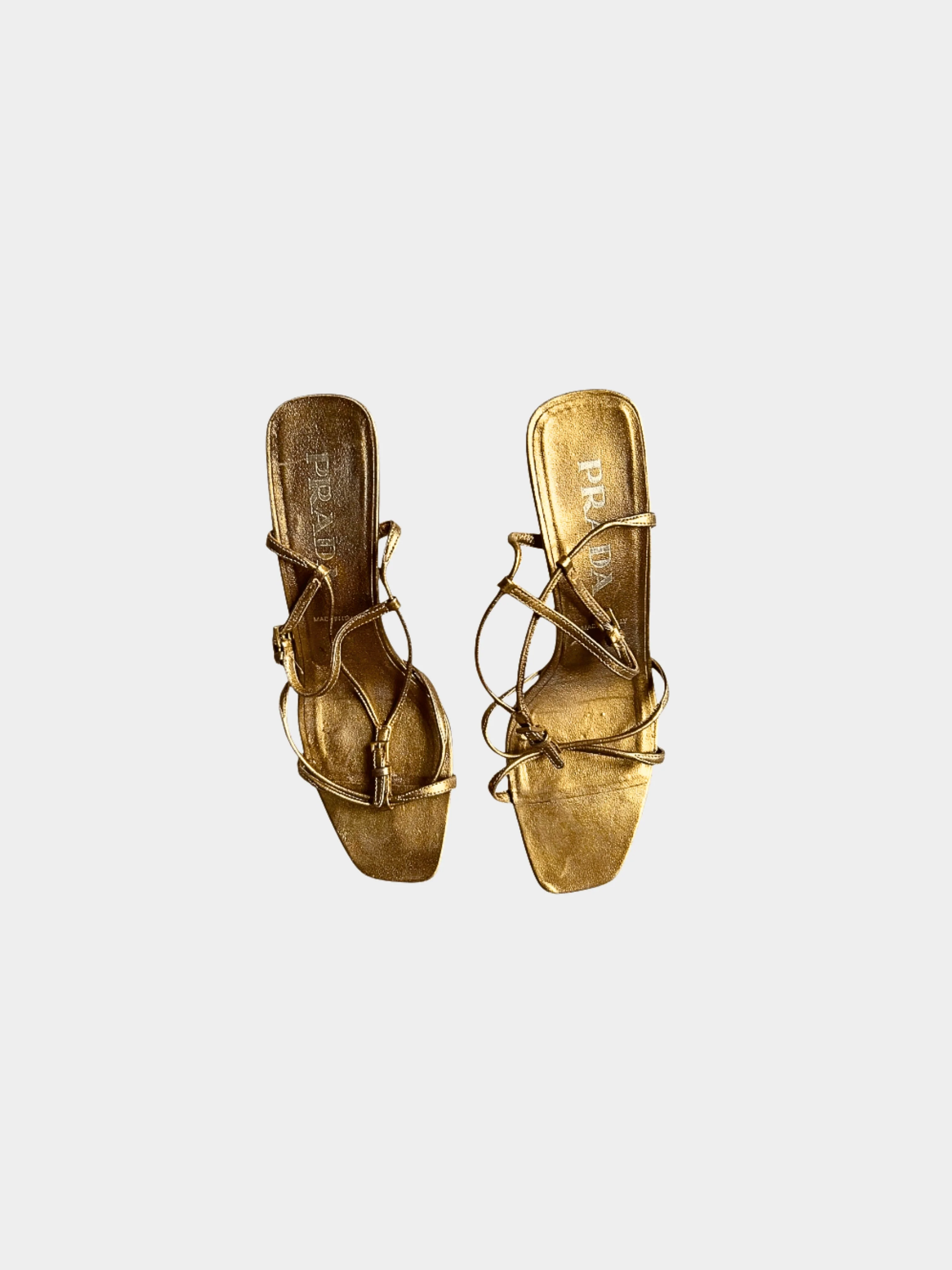 Prada 2000s Bronze Metallic Sandal Heels - Image 2
