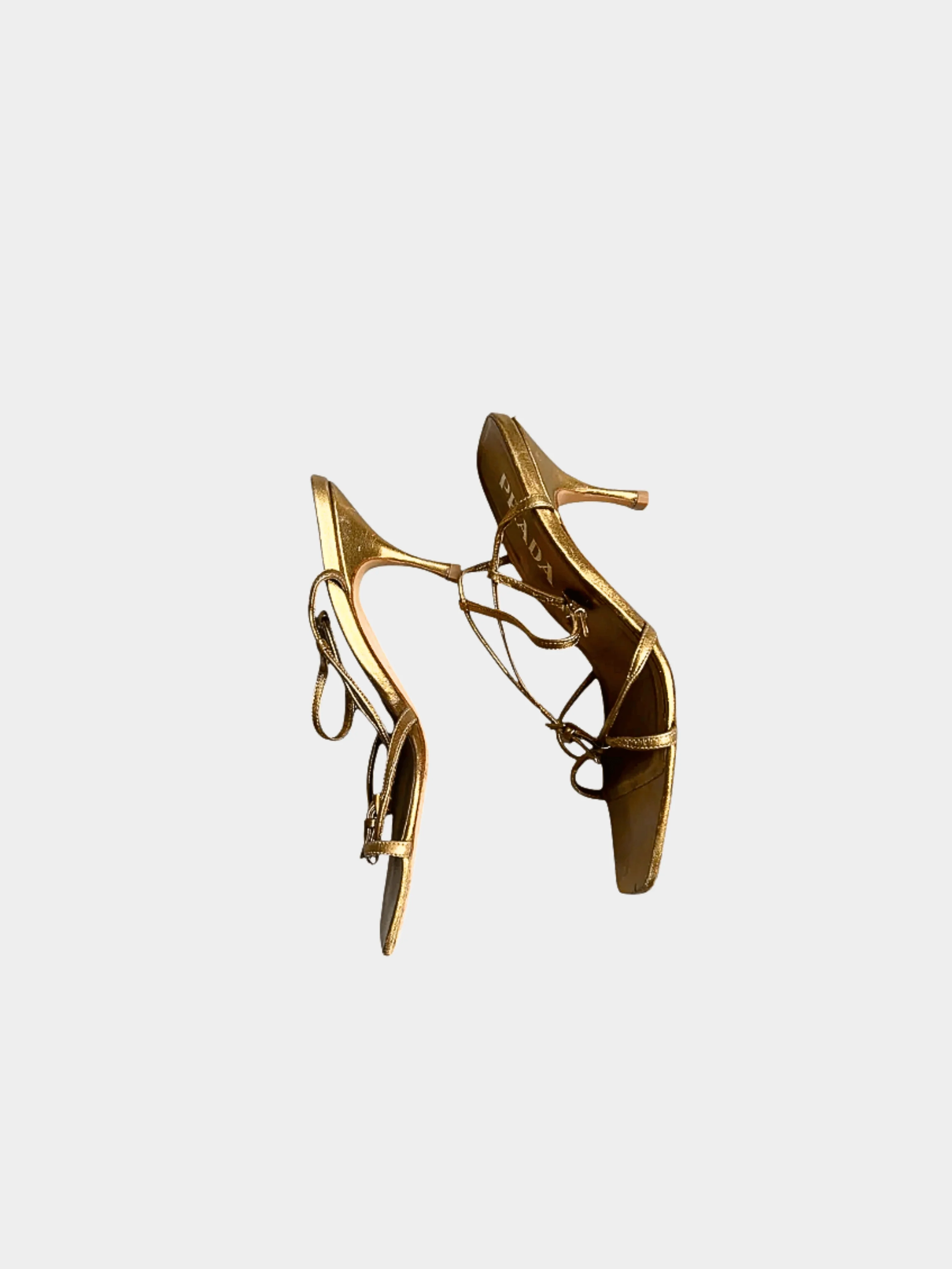 Prada 2000s Bronze Metallic Sandal Heels - Image 3