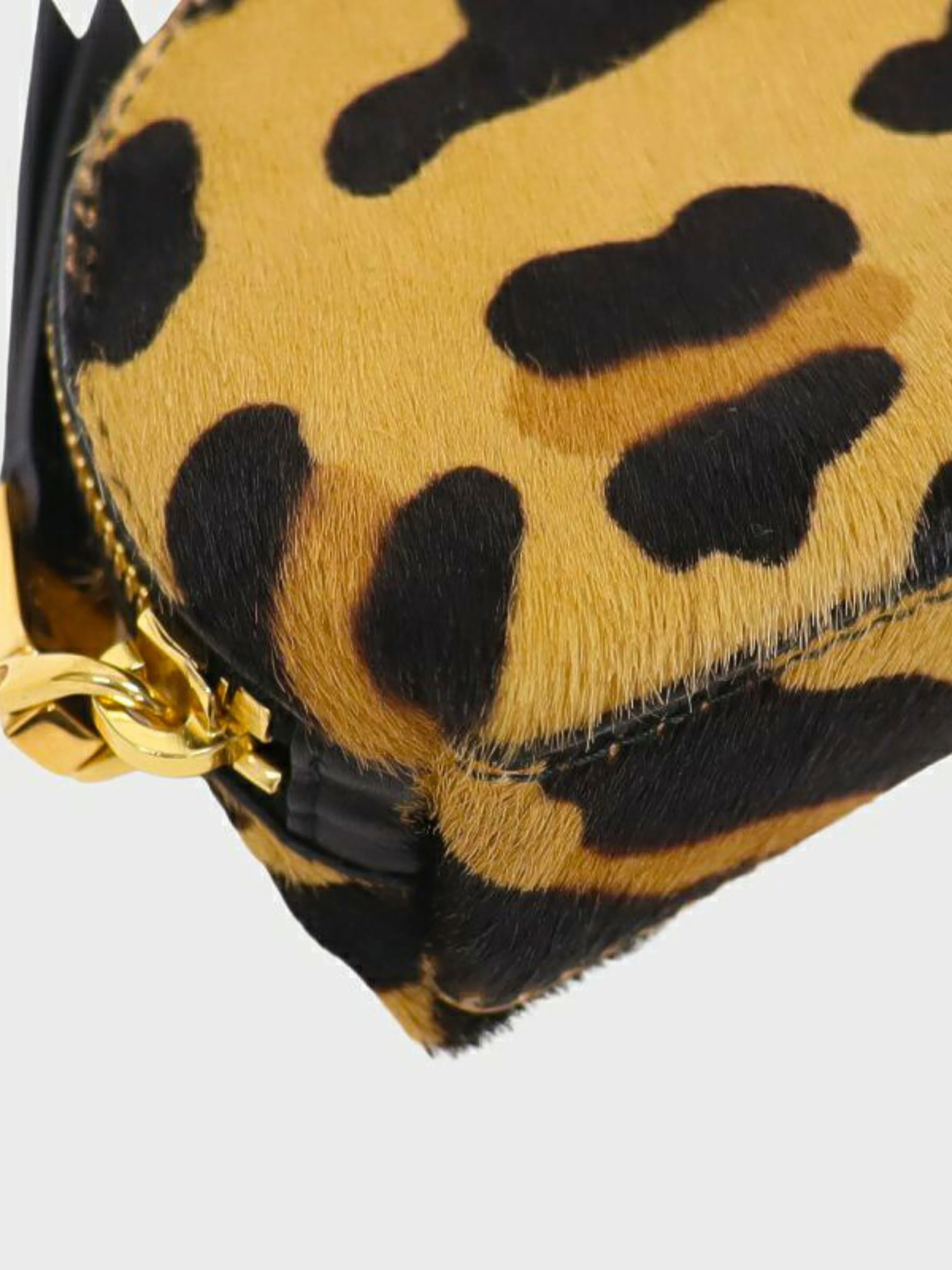 Prada 2000s Brown Black Leopard Haircalf Mini Pouch - Image 5