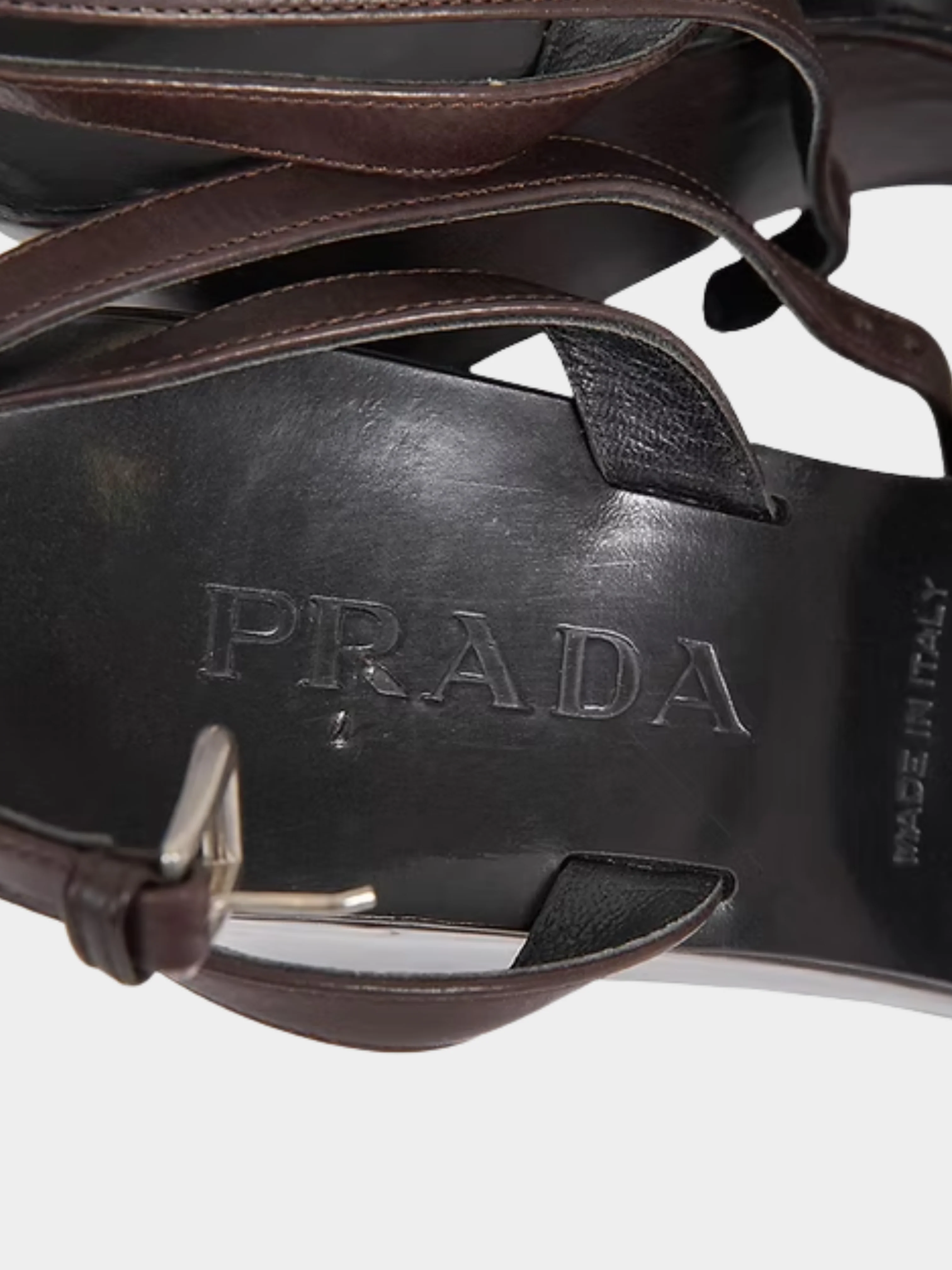Prada 2000s Brown High Platform Sandals - Image 4