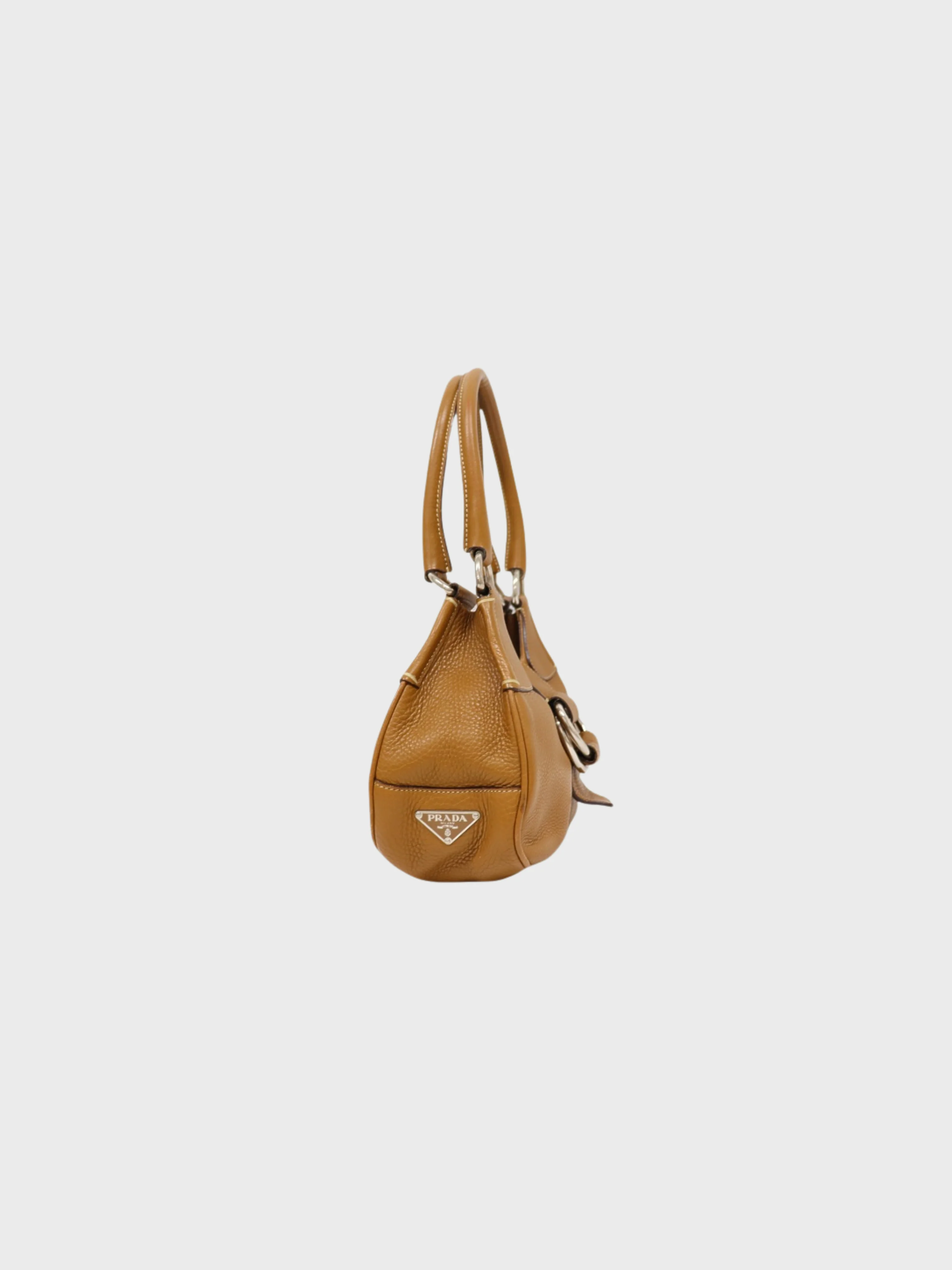 Prada 2000s Brown Leather Triangle Logo Hardware One-Shoulder Bag - Image 3