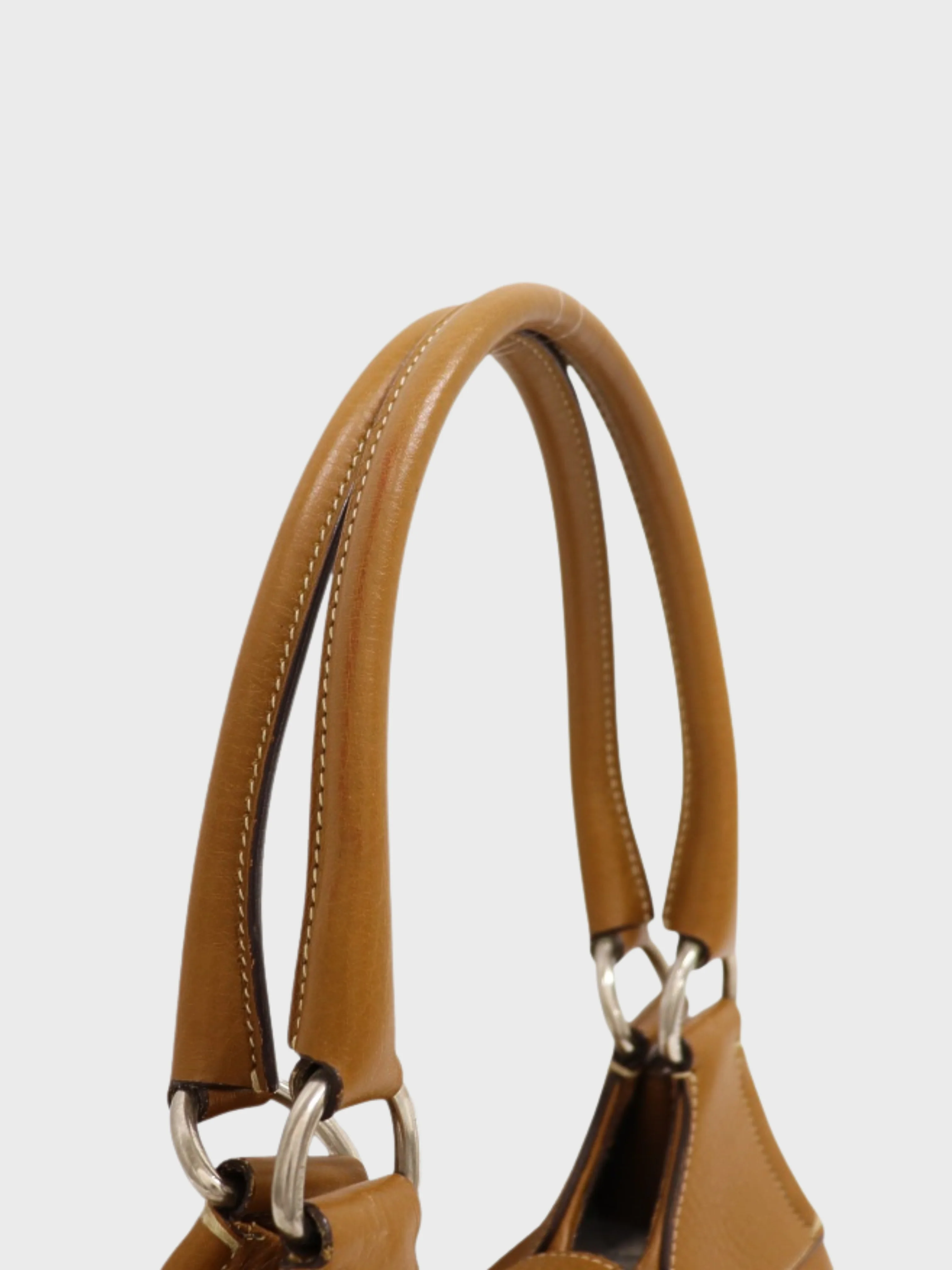 Prada 2000s Brown Leather Triangle Logo Hardware One-Shoulder Bag - Image 4