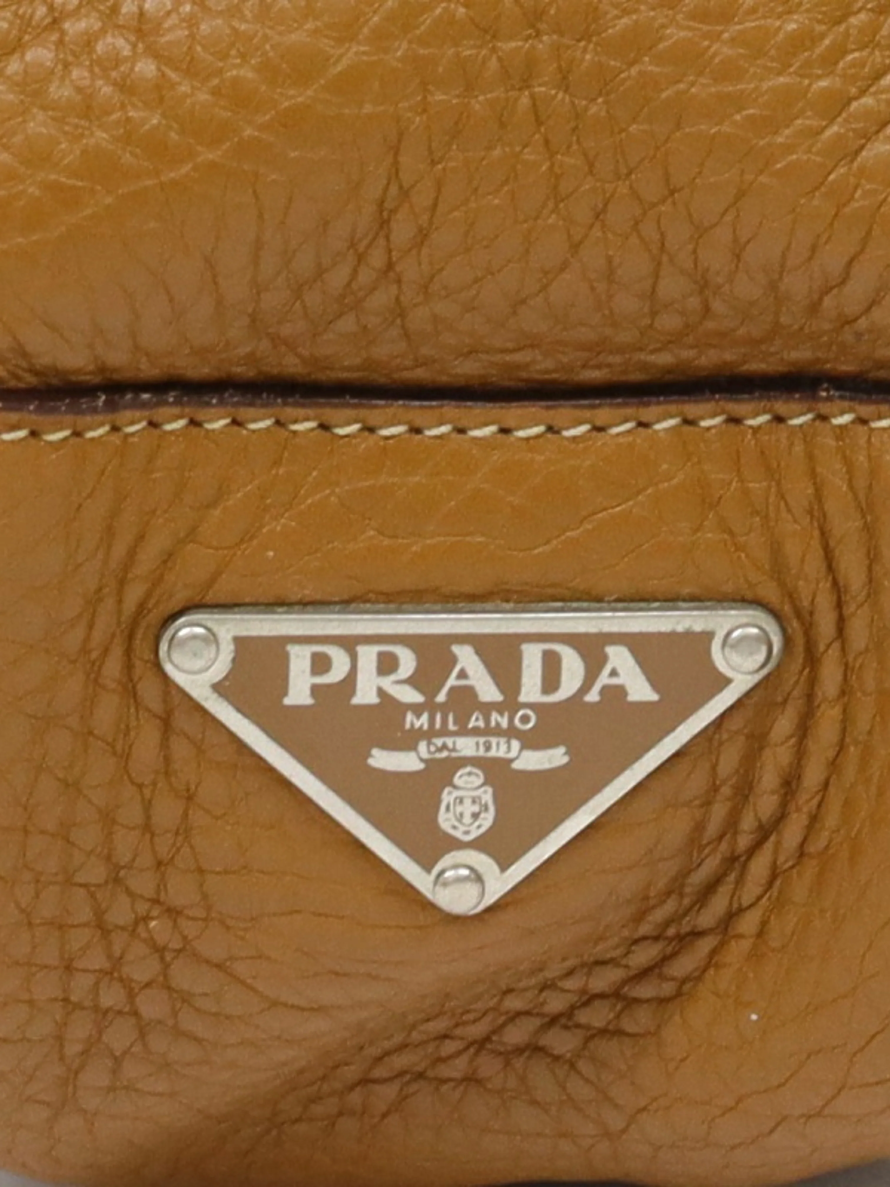 Prada 2000s Brown Leather Triangle Logo Hardware One-Shoulder Bag - Image 5