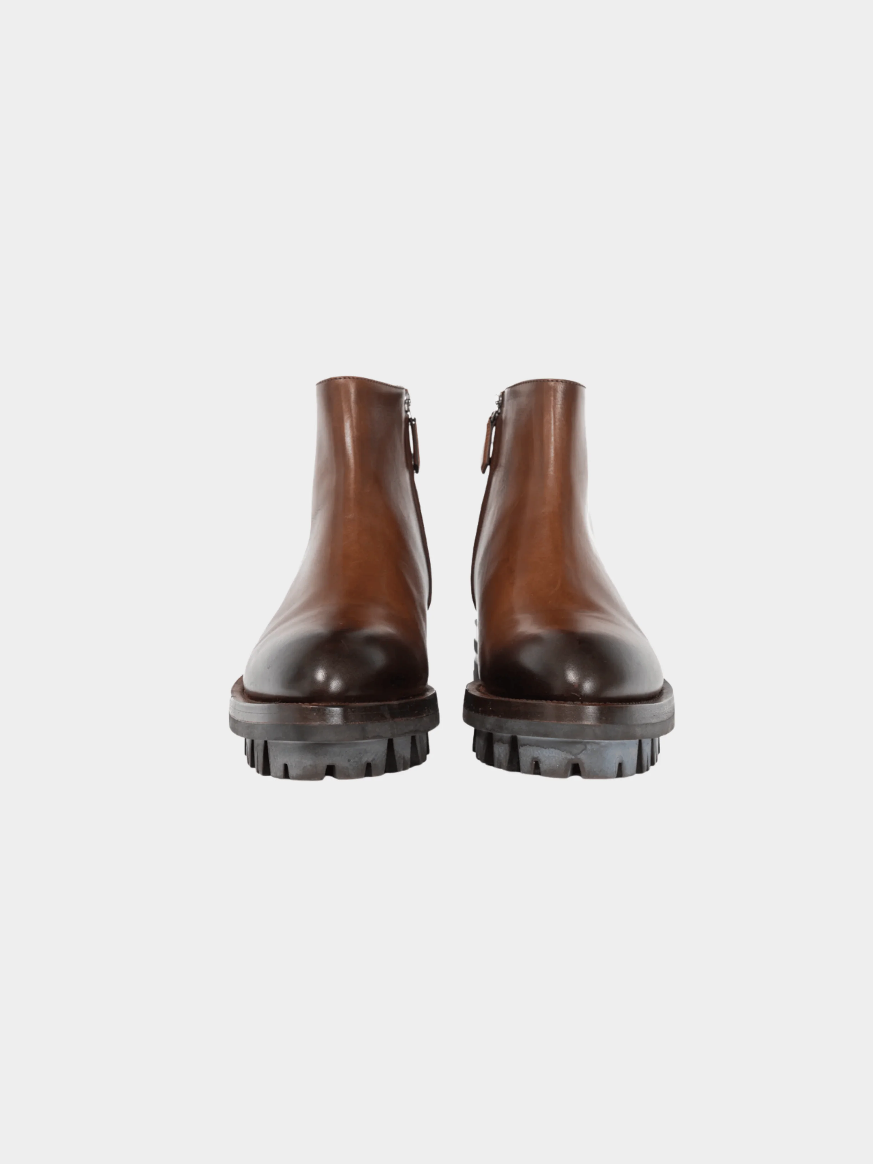 Prada 2000s Brown Leather Zip Ankle Boots - Image 2